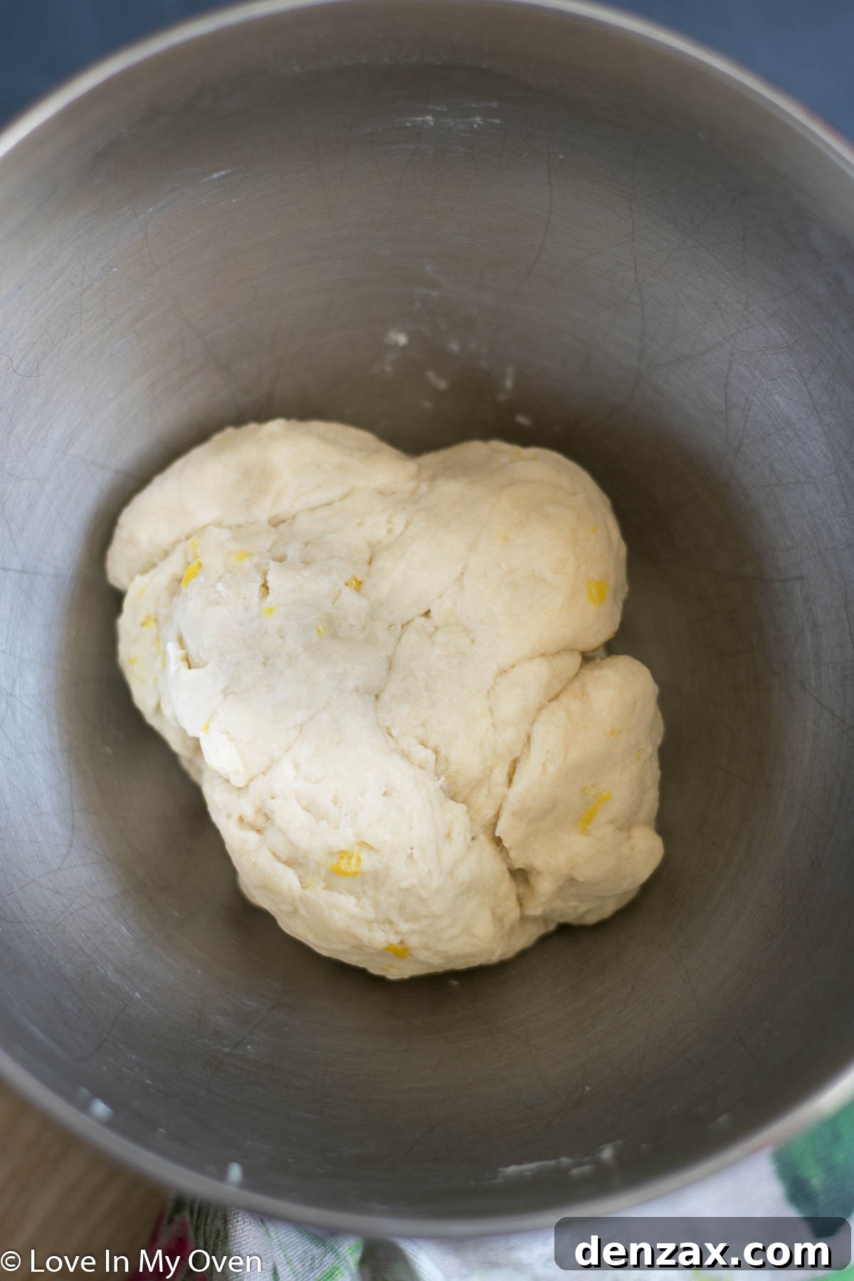 Perfectly risen dough, soft and airy, ready for the shaping process of the Star Lemon Lavender Bread.