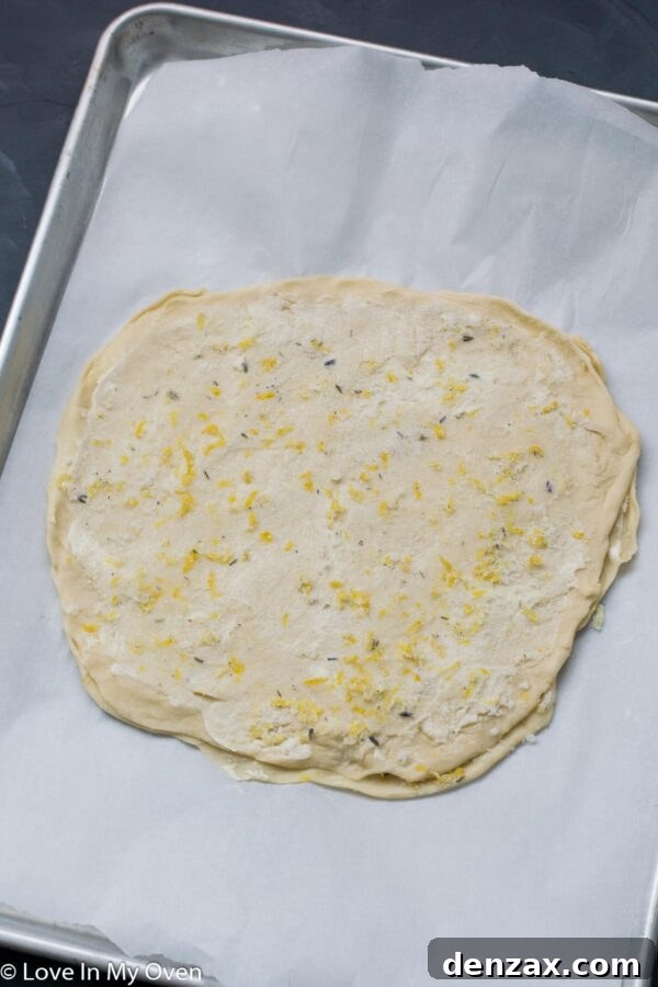 Layered dough circles for star bread, before cutting and twisting.