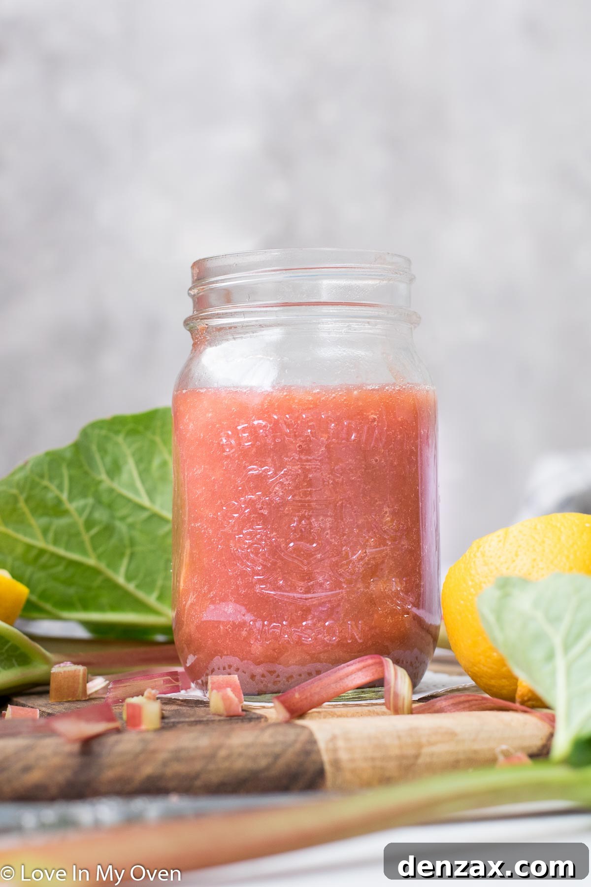 Homemade Rhubarb Butter on a piece of toast, ready to be enjoyed.