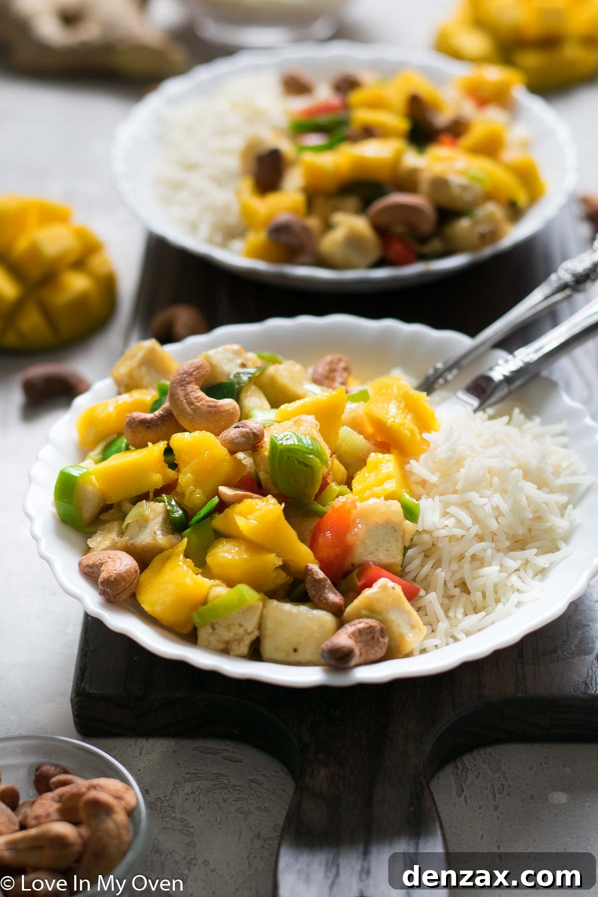 Final plated Mango Tofu Stir Fry with vibrant colors