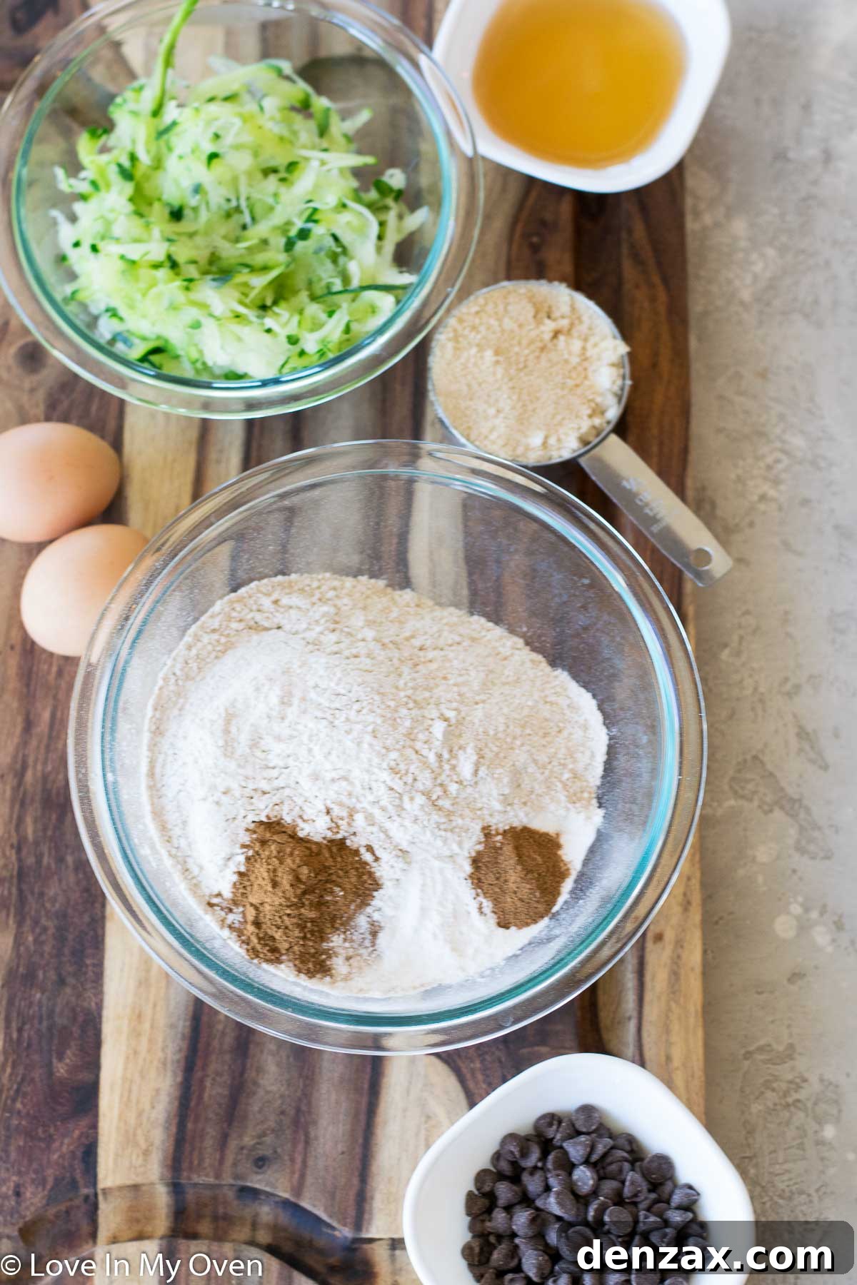 Mixing dry ingredients for zucchini bread