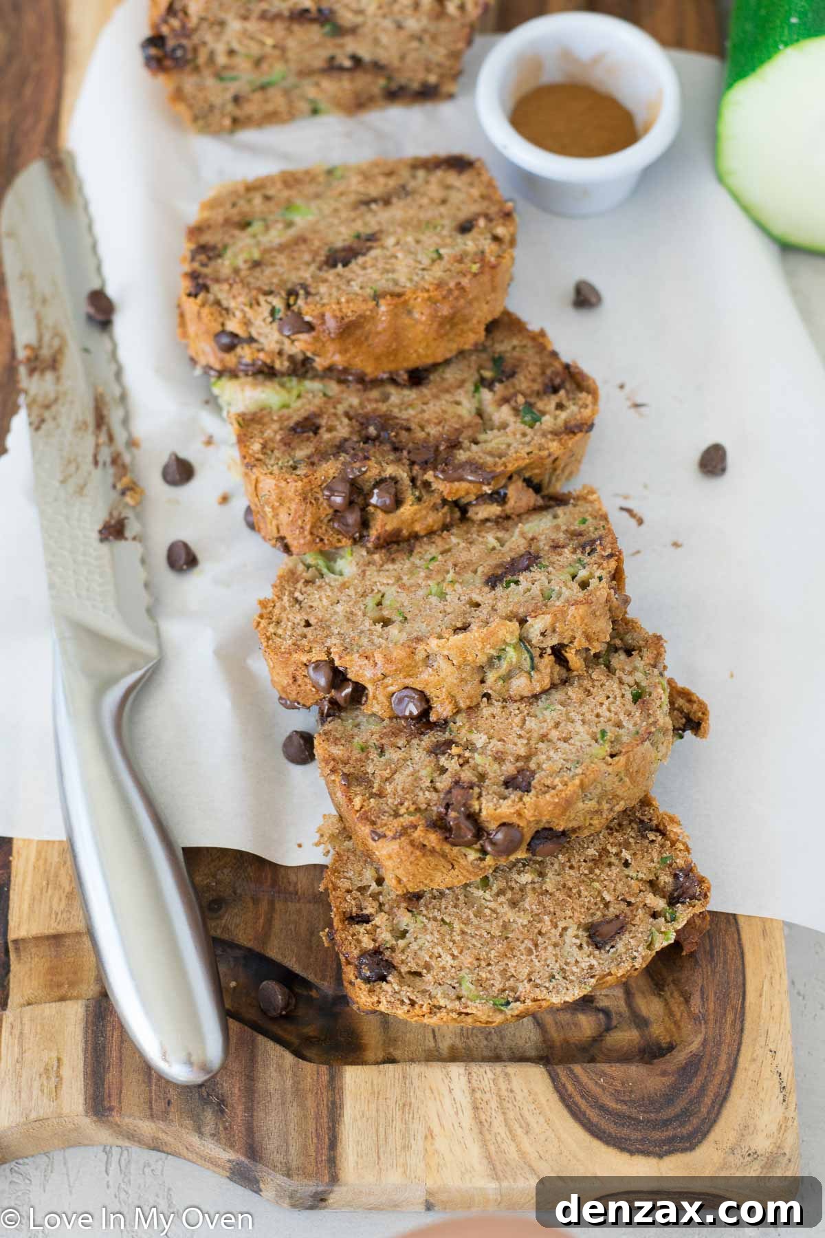Sliced Whole Wheat Zucchini Bread