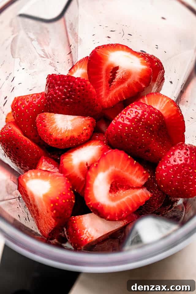 strawberries in a blender