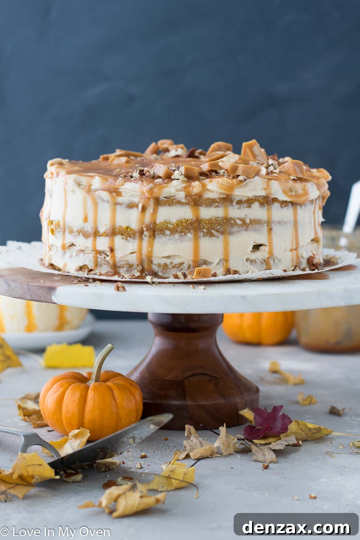 Decadent Pumpkin Caramel Cake, perfect for fall celebrations.
