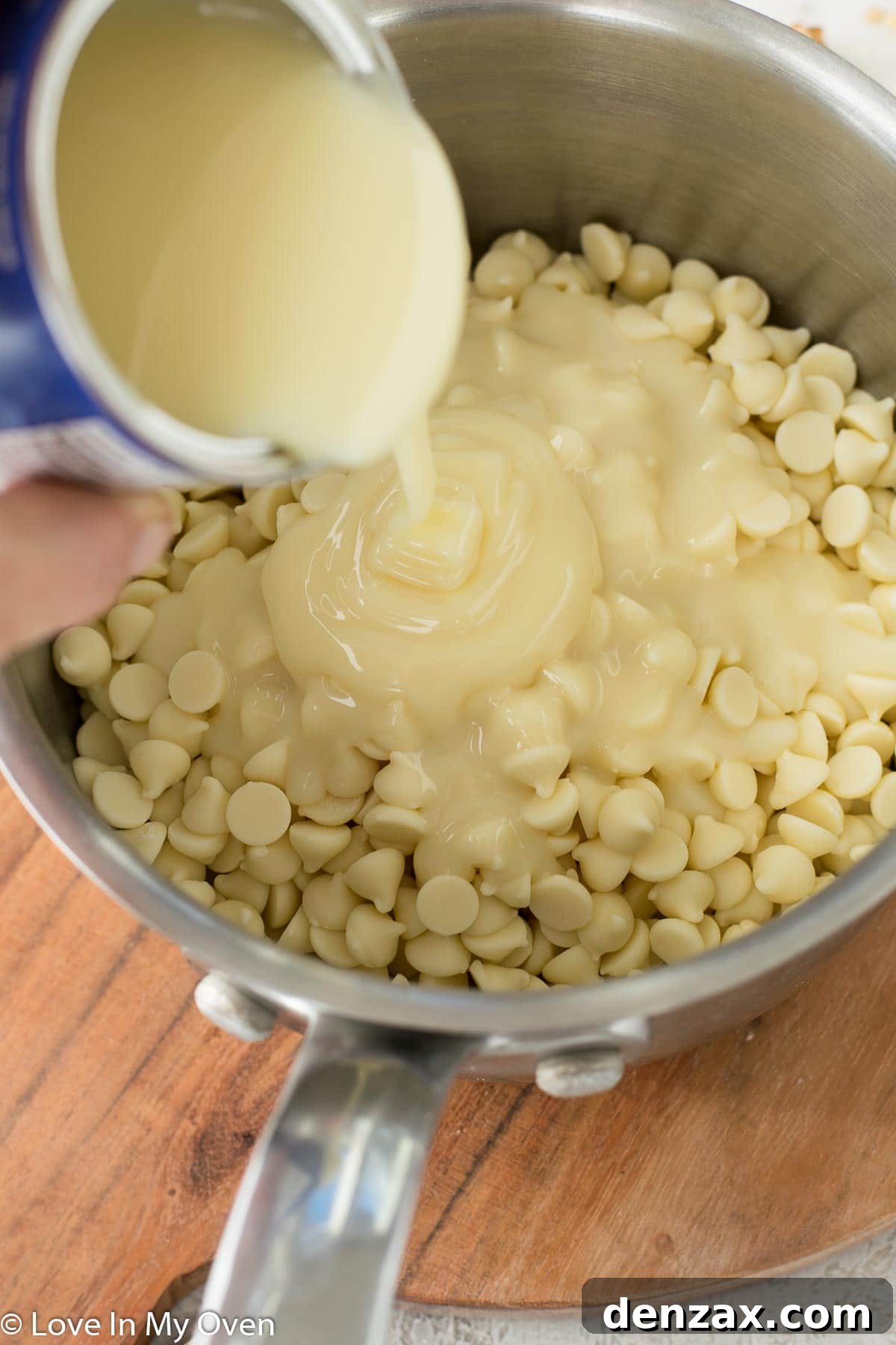 Melting White Chocolate and Condensed Milk in a Saucepan