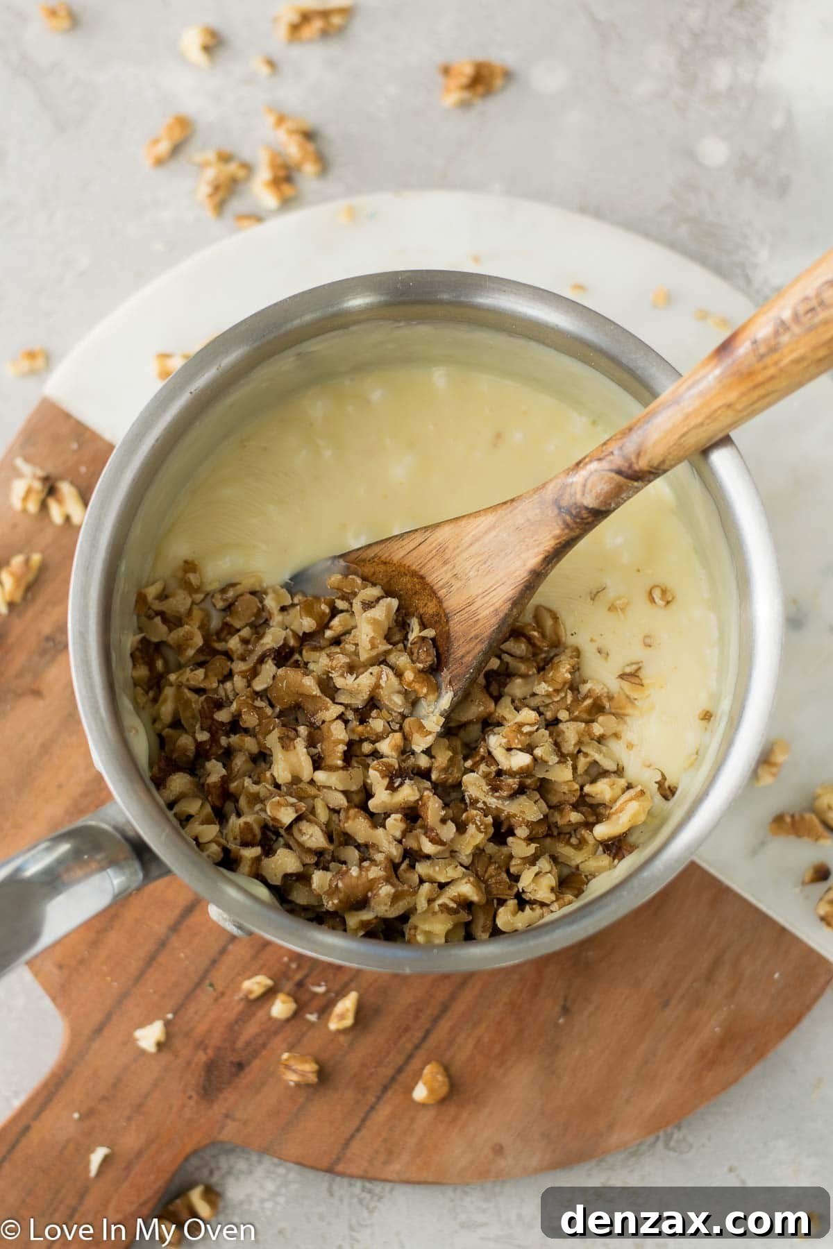 Maple Walnut Fudge Mixture Before Chilling