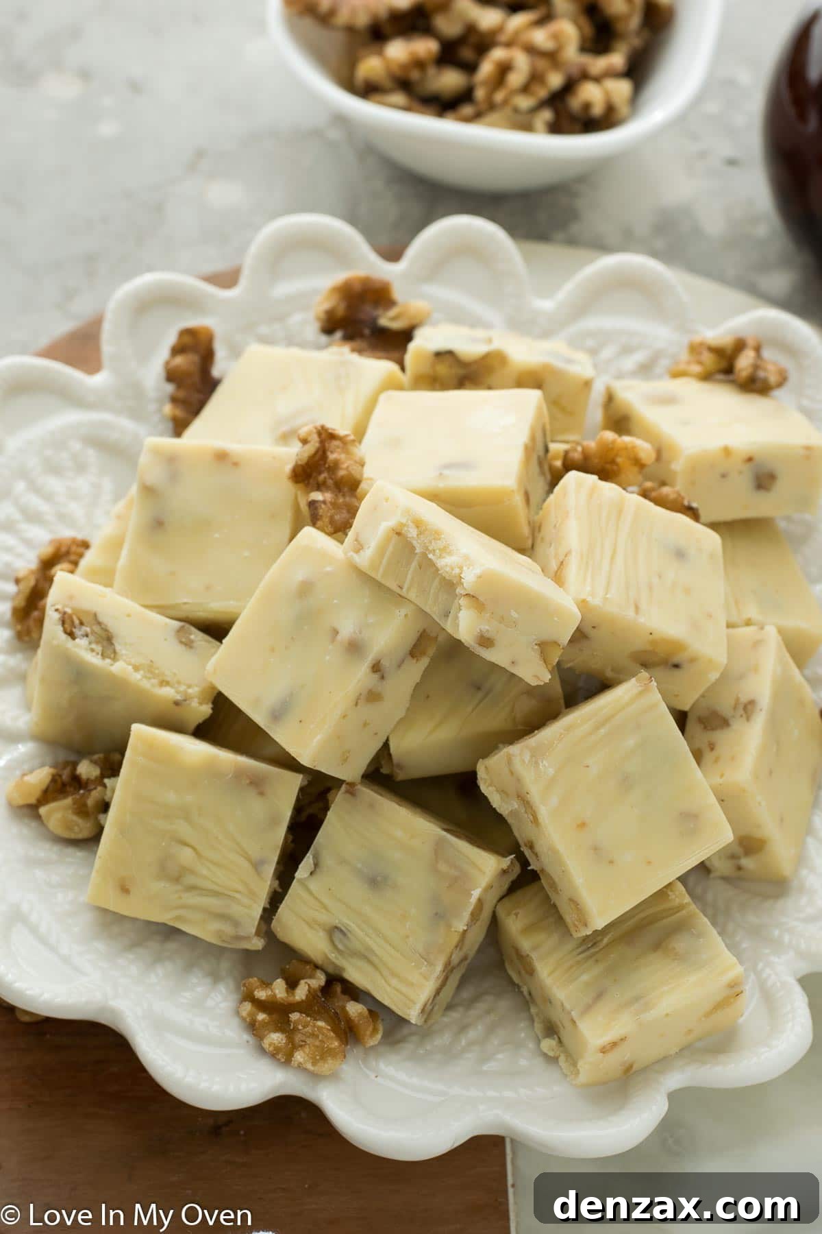 Vegan Maple Walnut Fudge Squares on a Plate