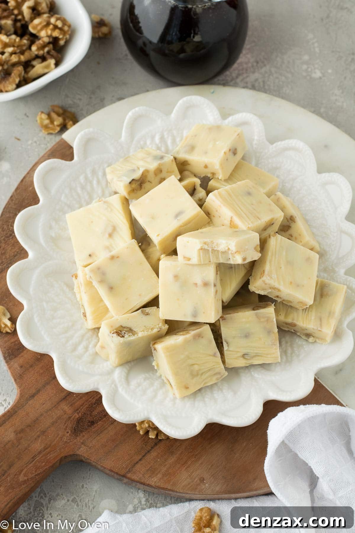 Assortment of Maple Walnut Fudge on a Serving Plate