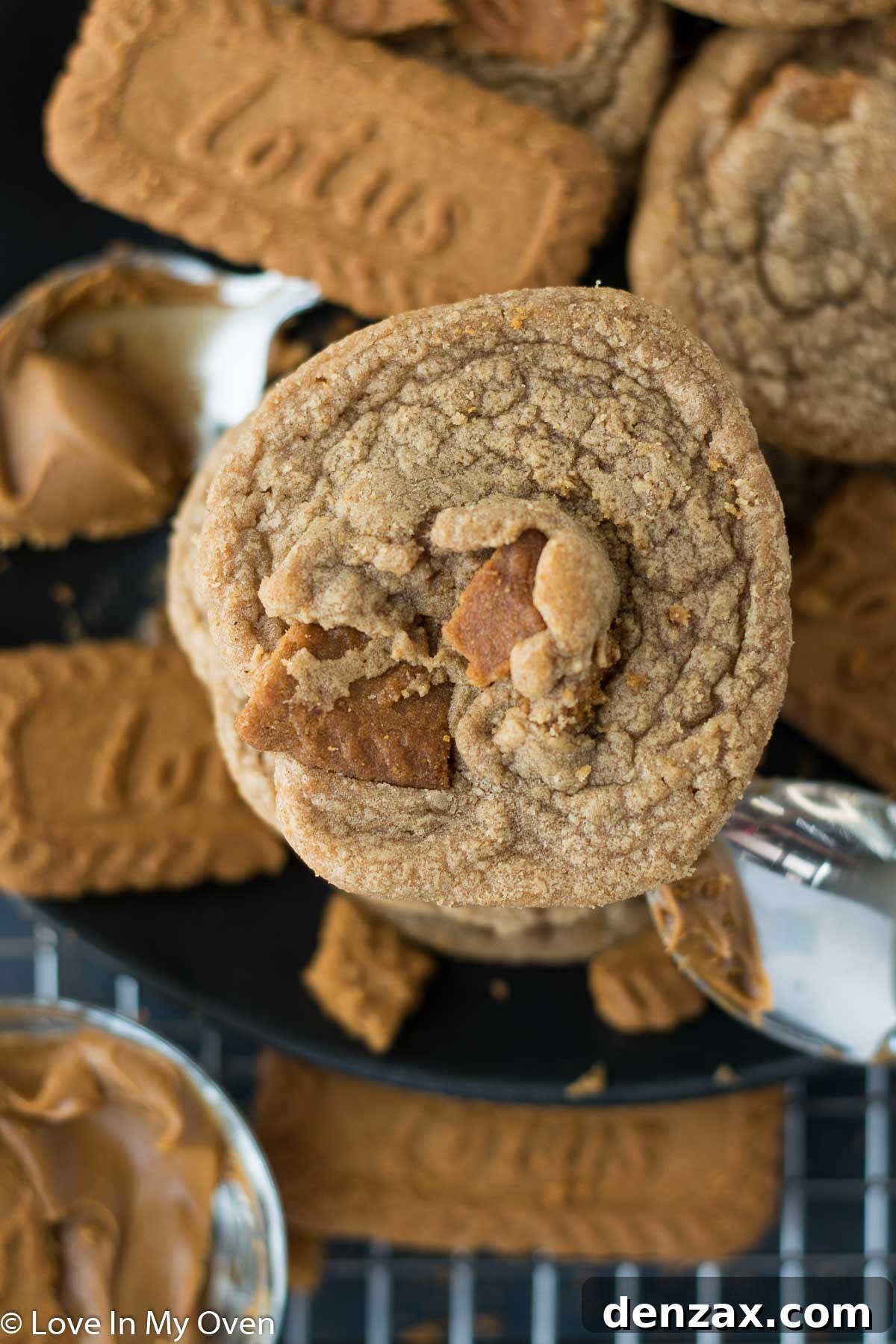 Artfully arranged cookie butter cookies for a blog post