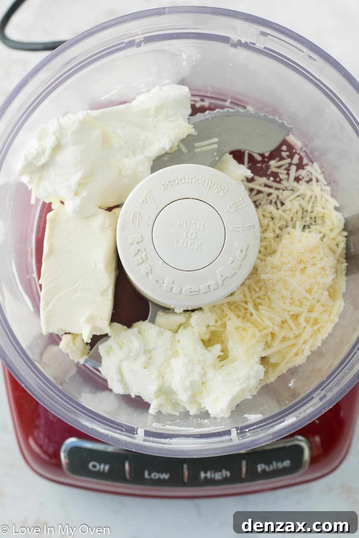 blending ingredients for goat cheese dip
