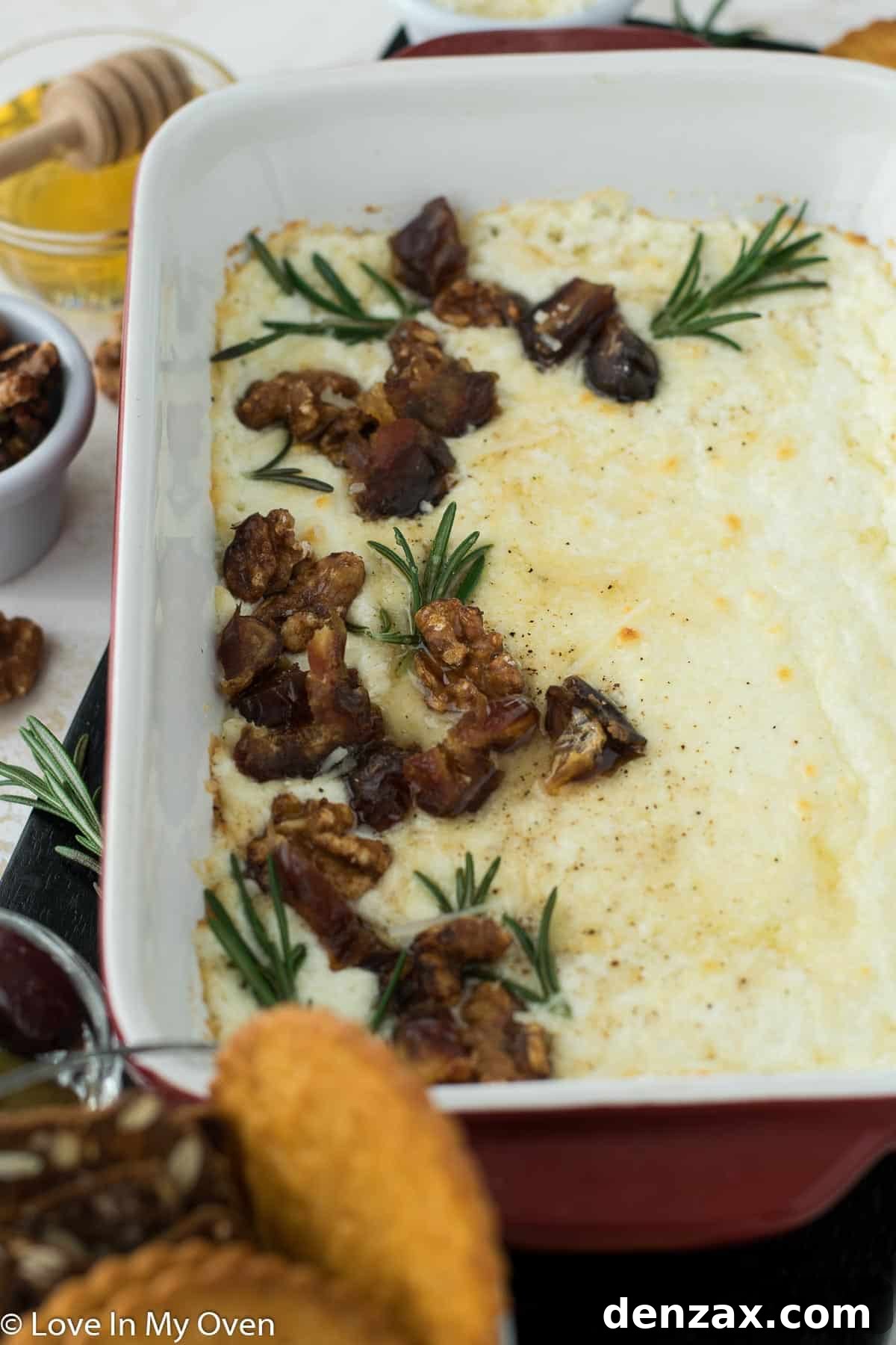 baked goat cheese dip ready to serve