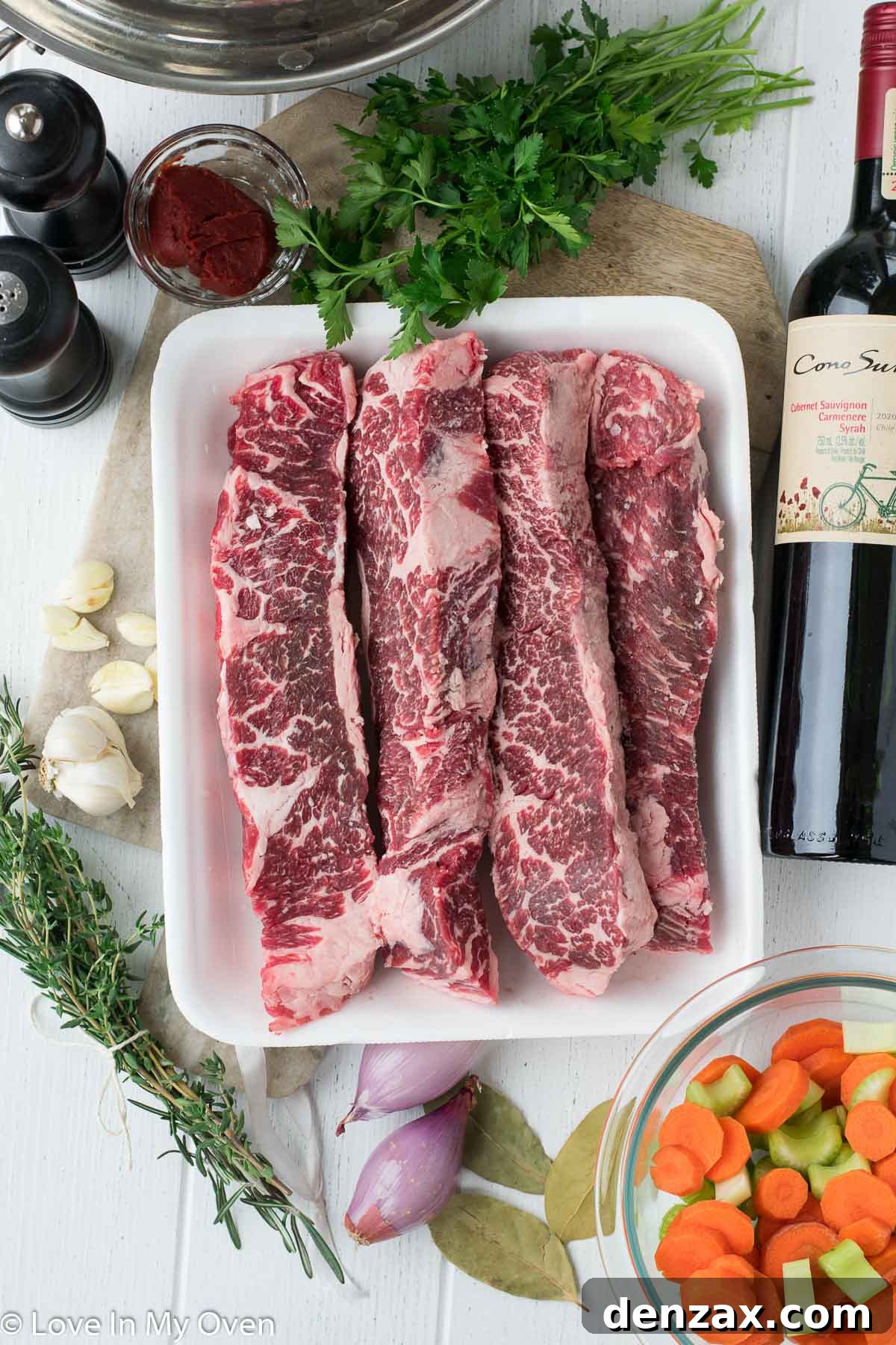 Ingredients for Braised Red Wine Short Ribs