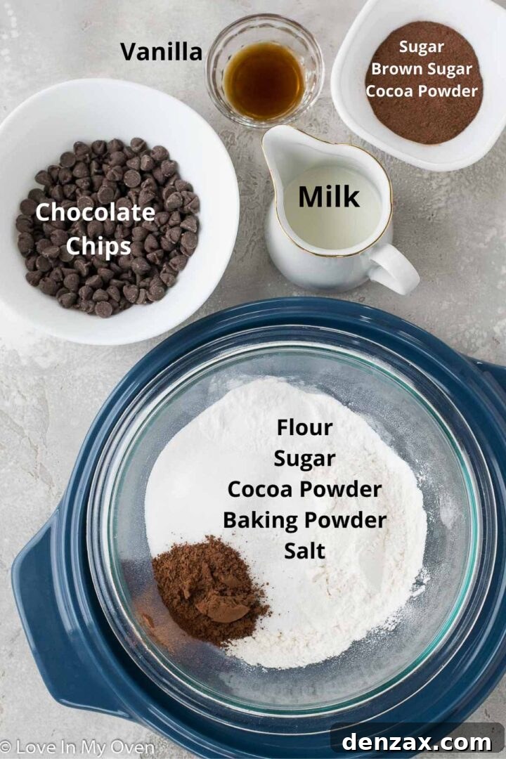 Ingredients for chocolate upside down cake