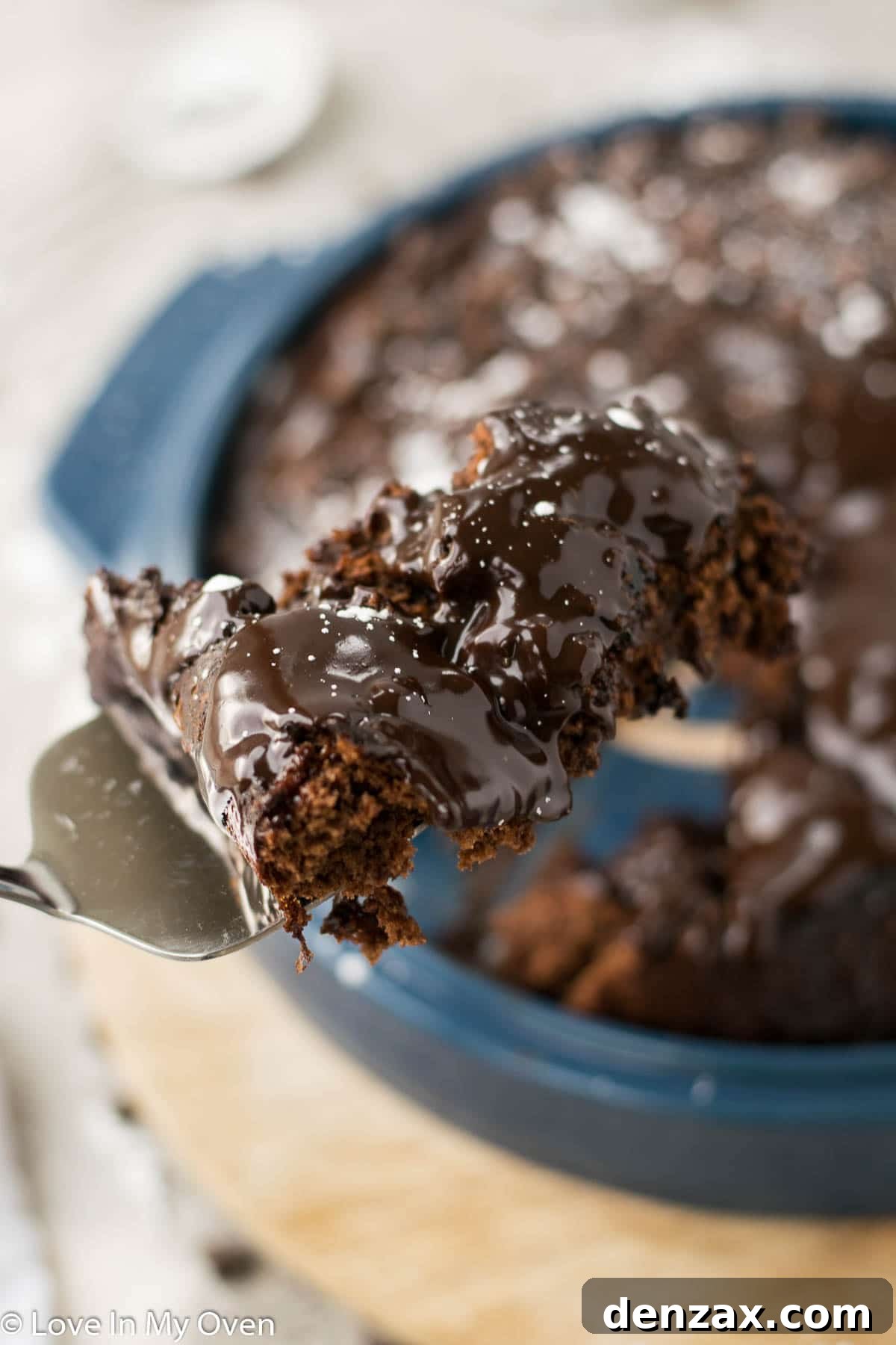 Close-up of chocolate upside down cake