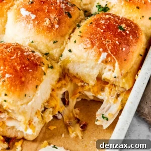 Golden brown chicken bacon ranch sliders ready to serve in a baking pan.