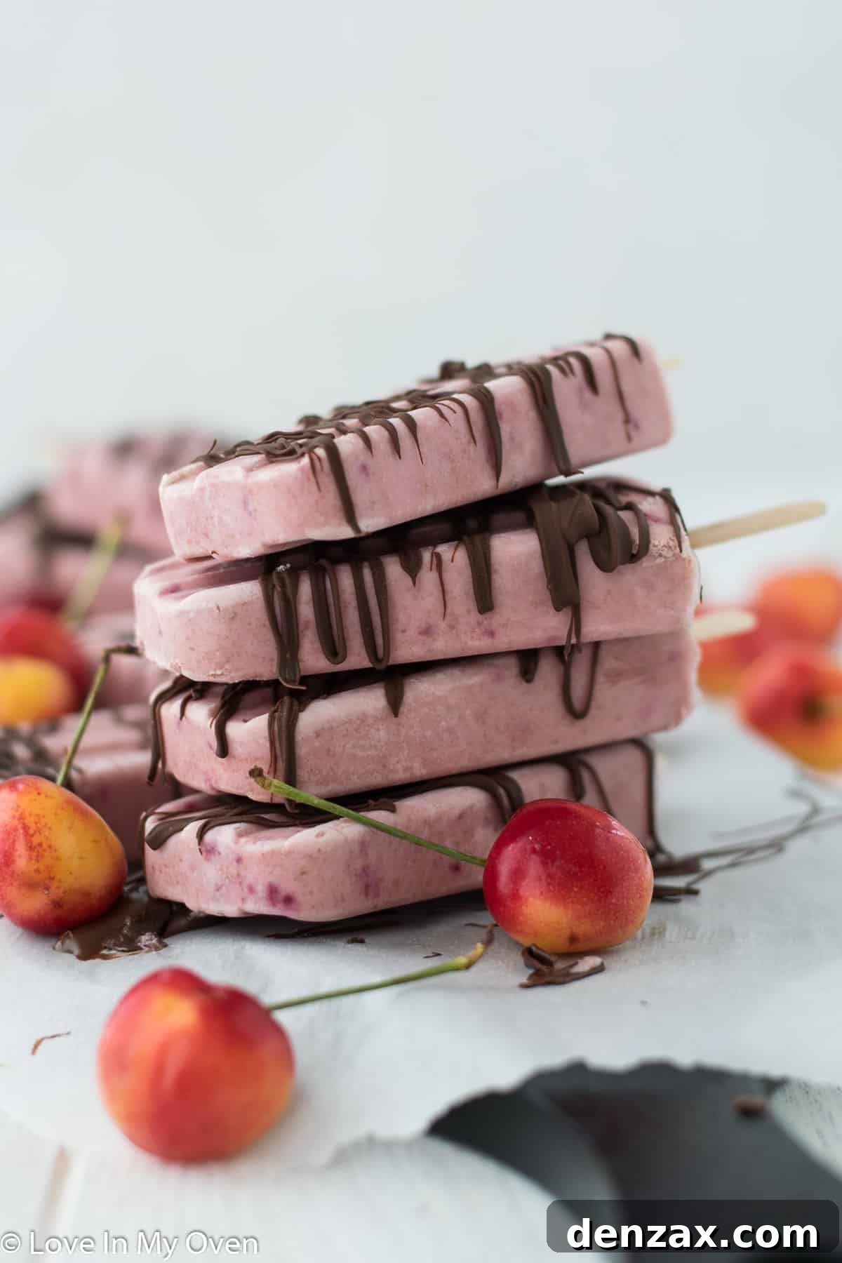 Delicious Homemade Greek Yogurt Cherry Popsicles