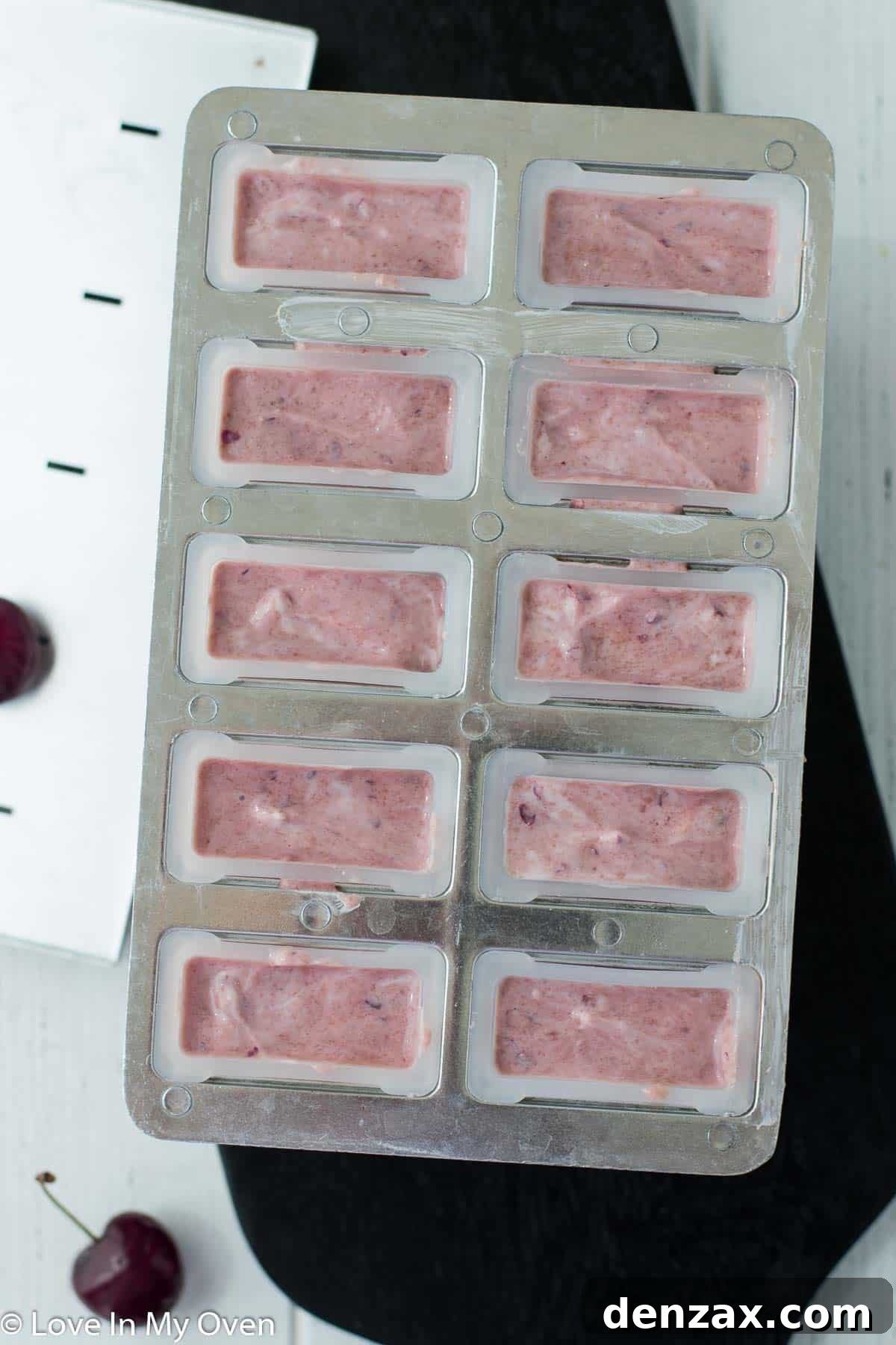 Frozen Greek Yogurt Cherry Popsicles