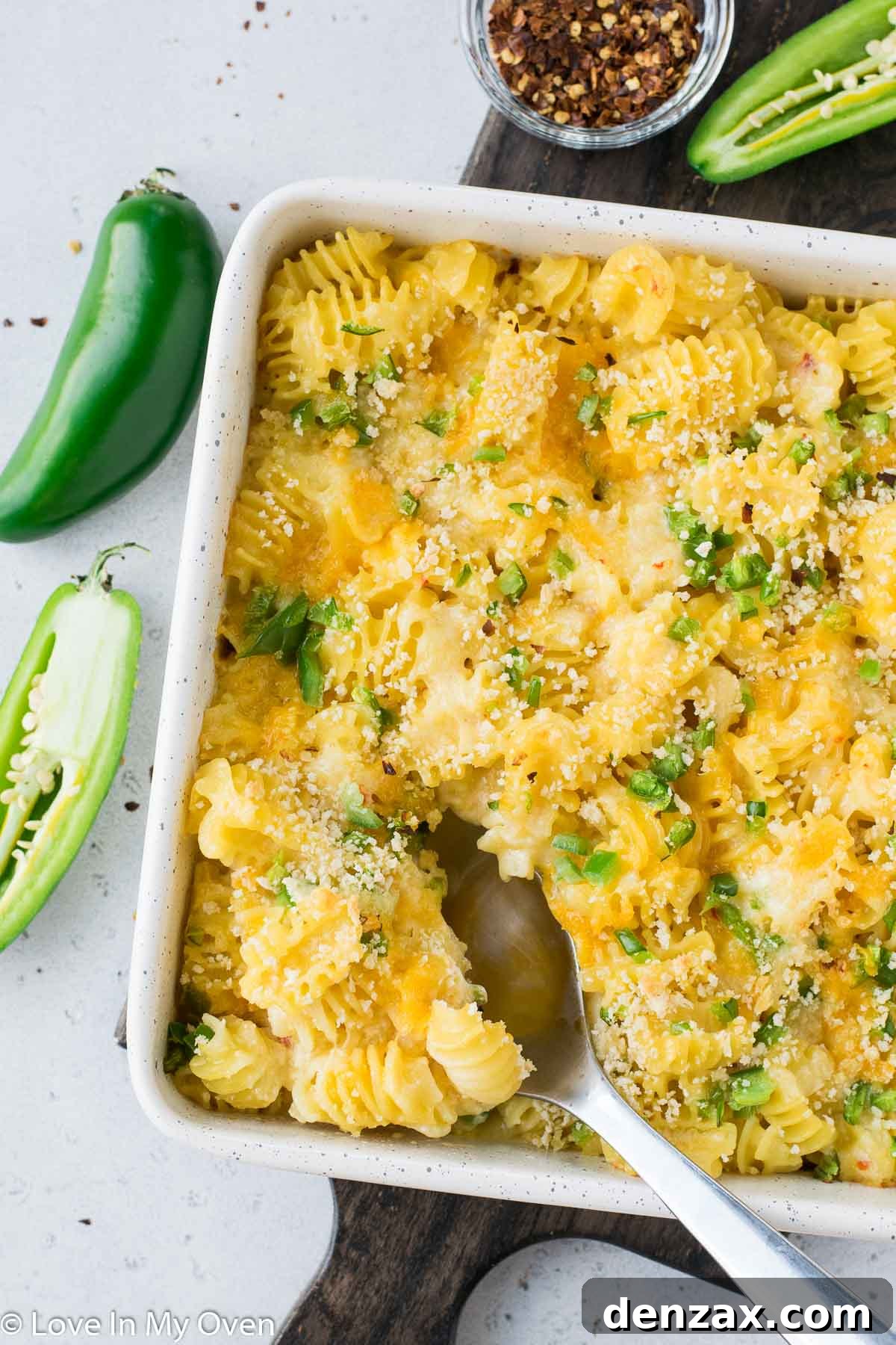 creamy jalapeno mac and cheese baked to perfection