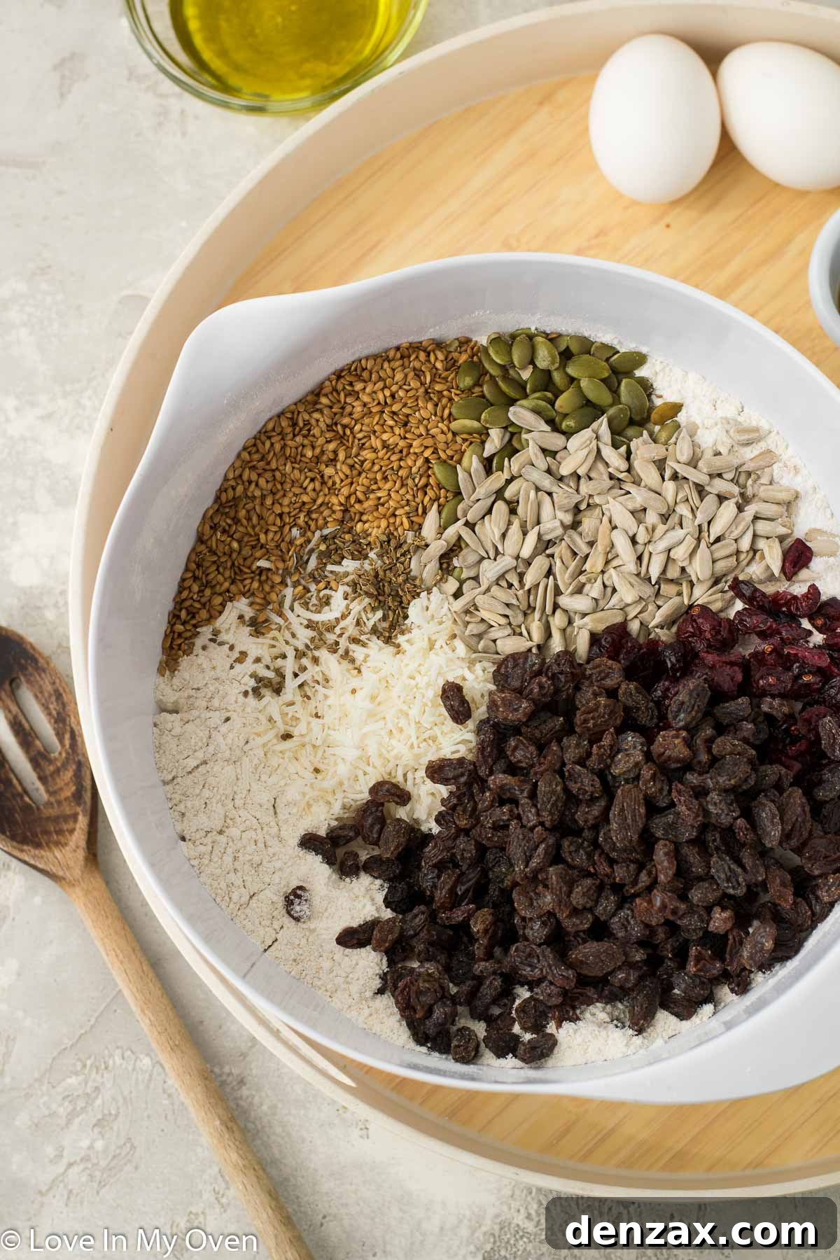 Mixing dry ingredients for rusks