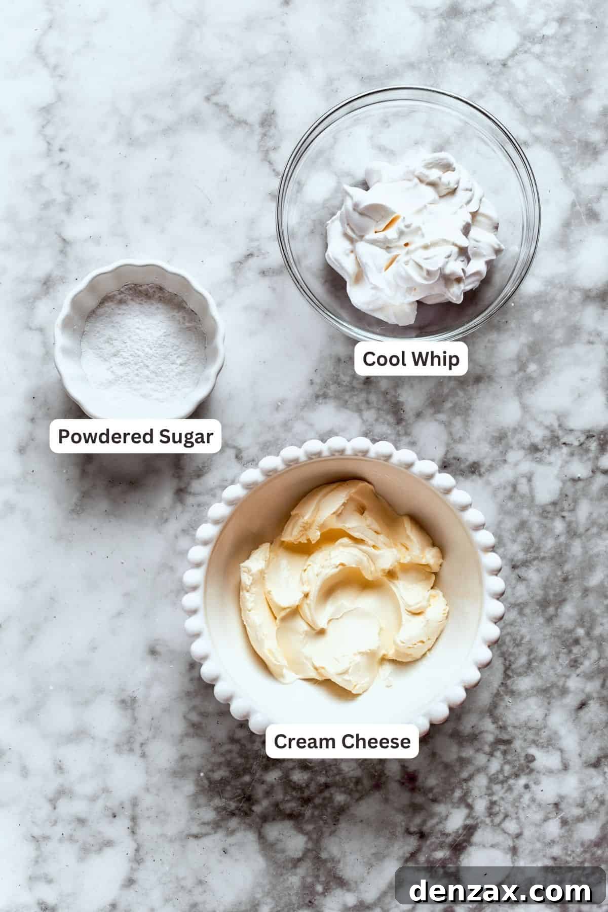 Ingredients for the vanilla pudding layer: instant vanilla pudding mix and milk.