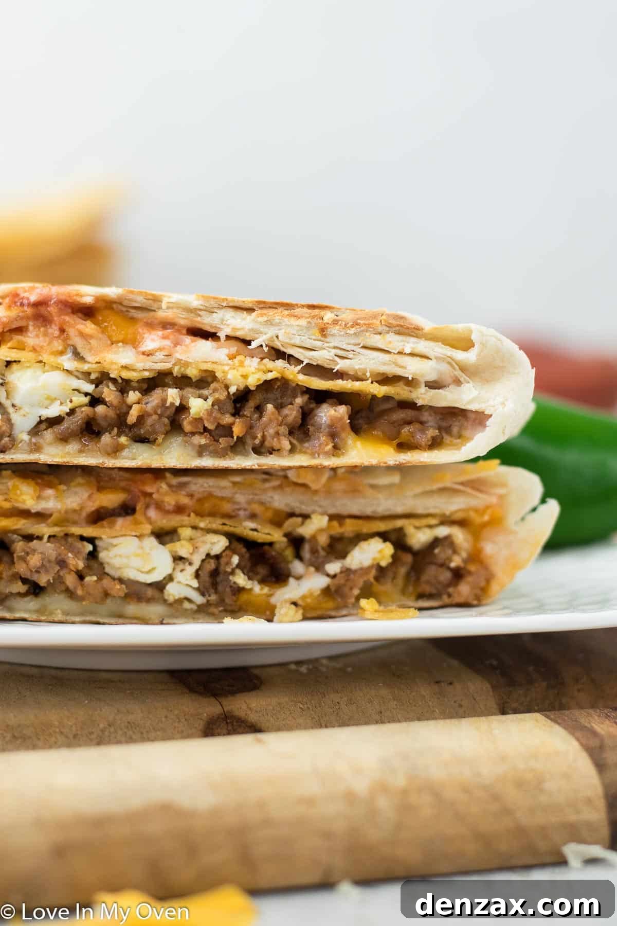 Breakfast Crunch Wrap - A delicious and crunchy breakfast filled with spicy chorizo, scrambled eggs, and cheese.