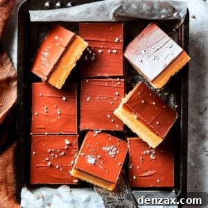 A square pan of Millionaire bars.