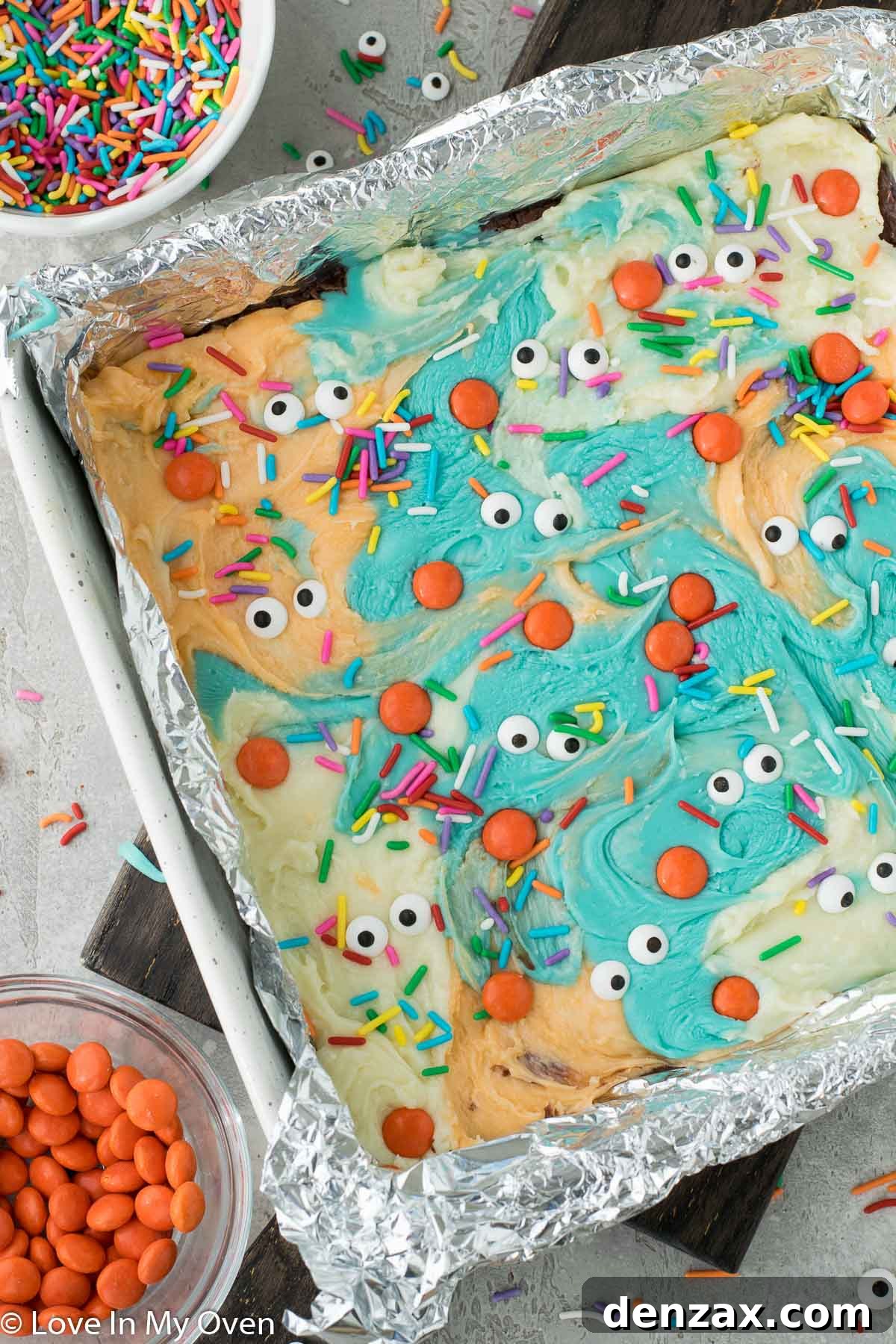Halloween fudge with candy eyes