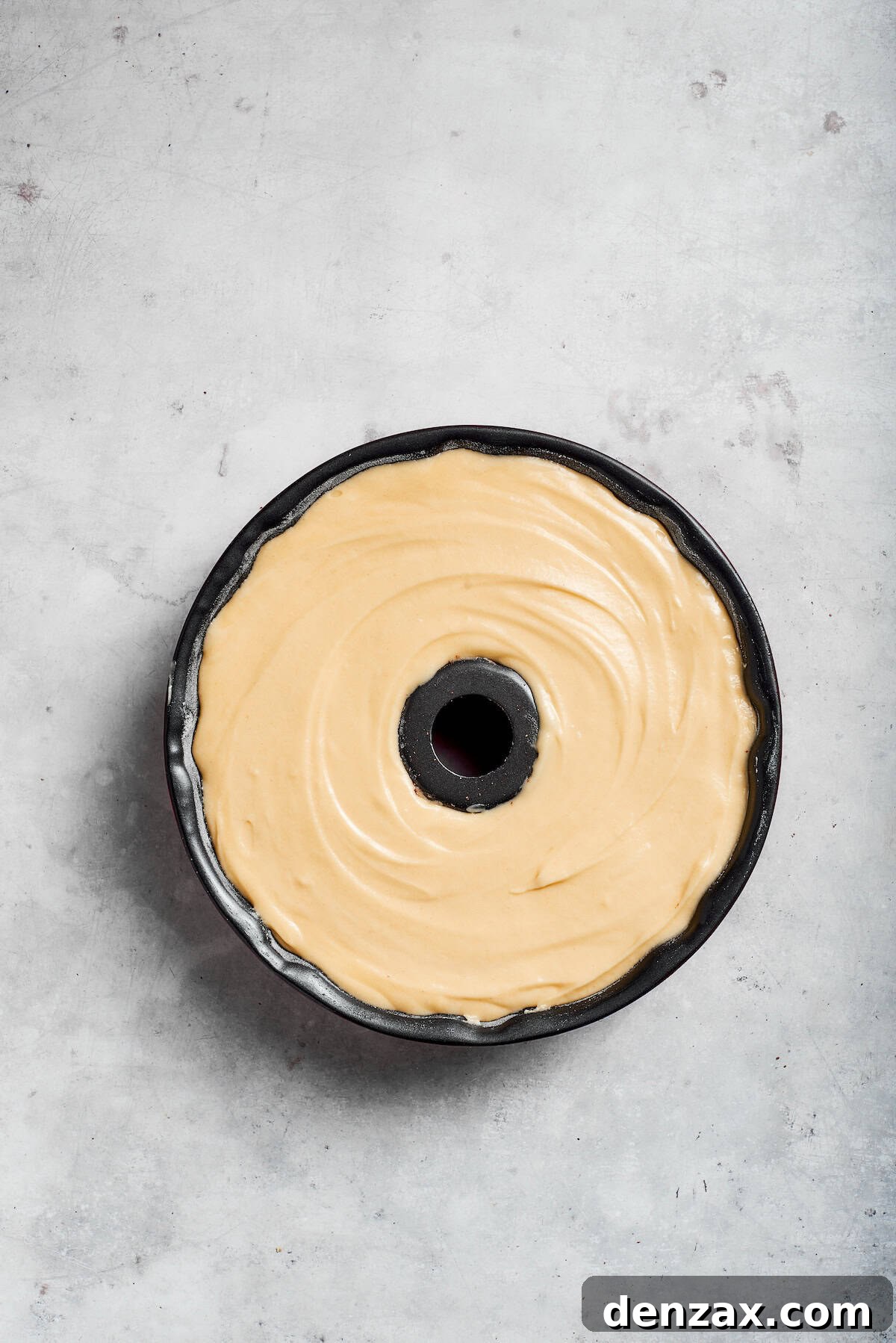 Sock it to me cake batter in a bundt pan.