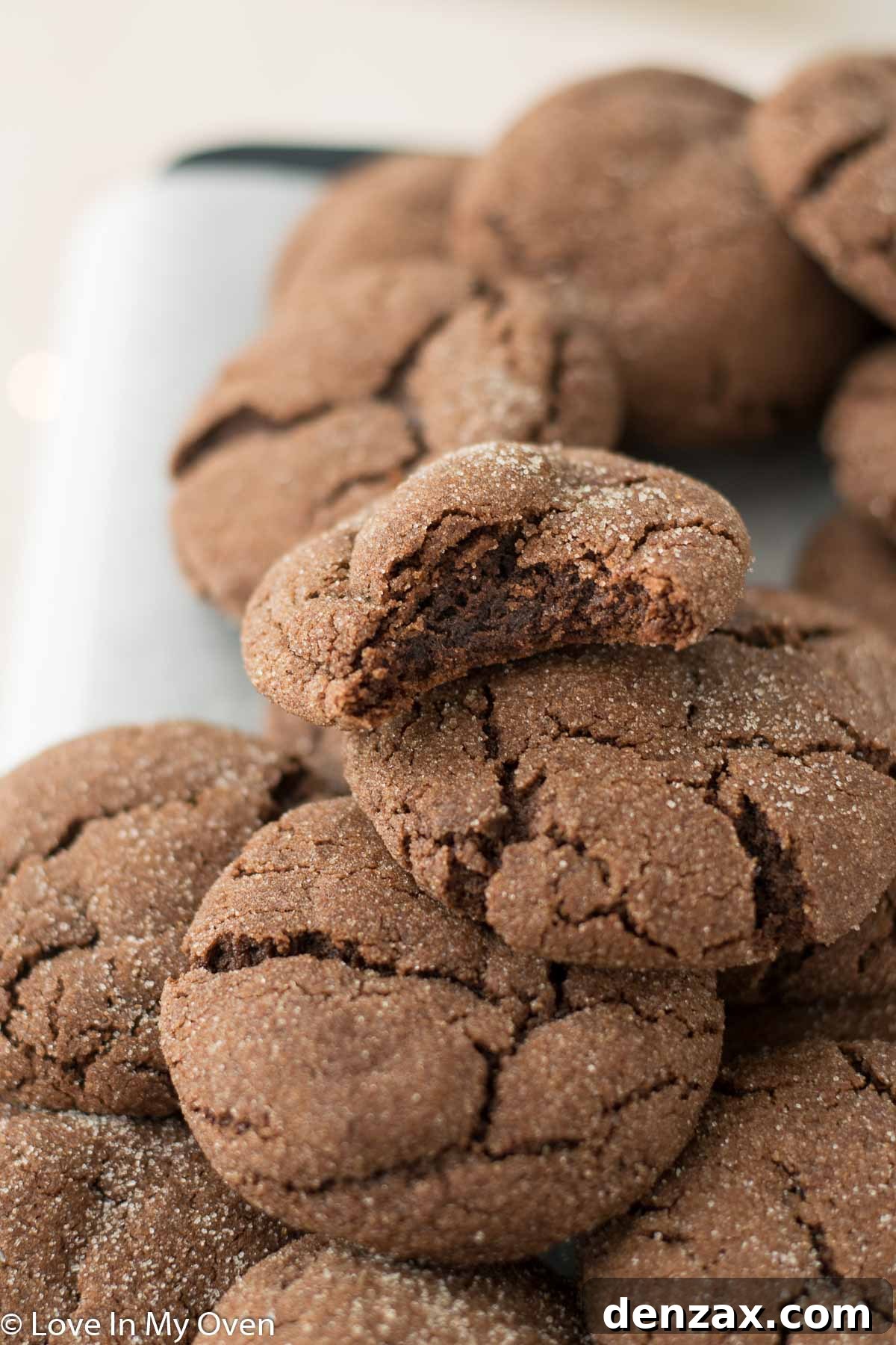 Deliciously thick and chewy chocolate snickerdoodles covered in cinnamon sugar