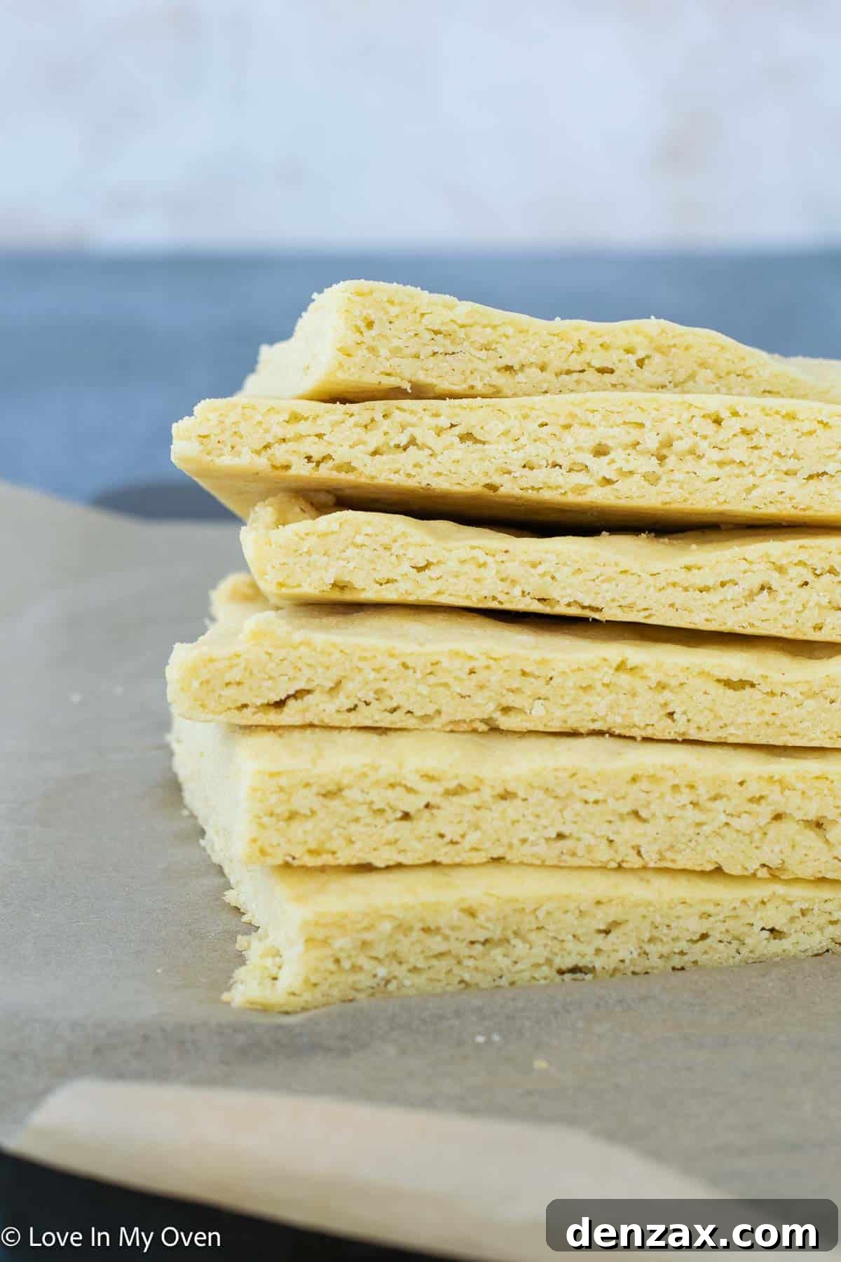 Several slices of 3-ingredient almond flour bread on a wooden board
