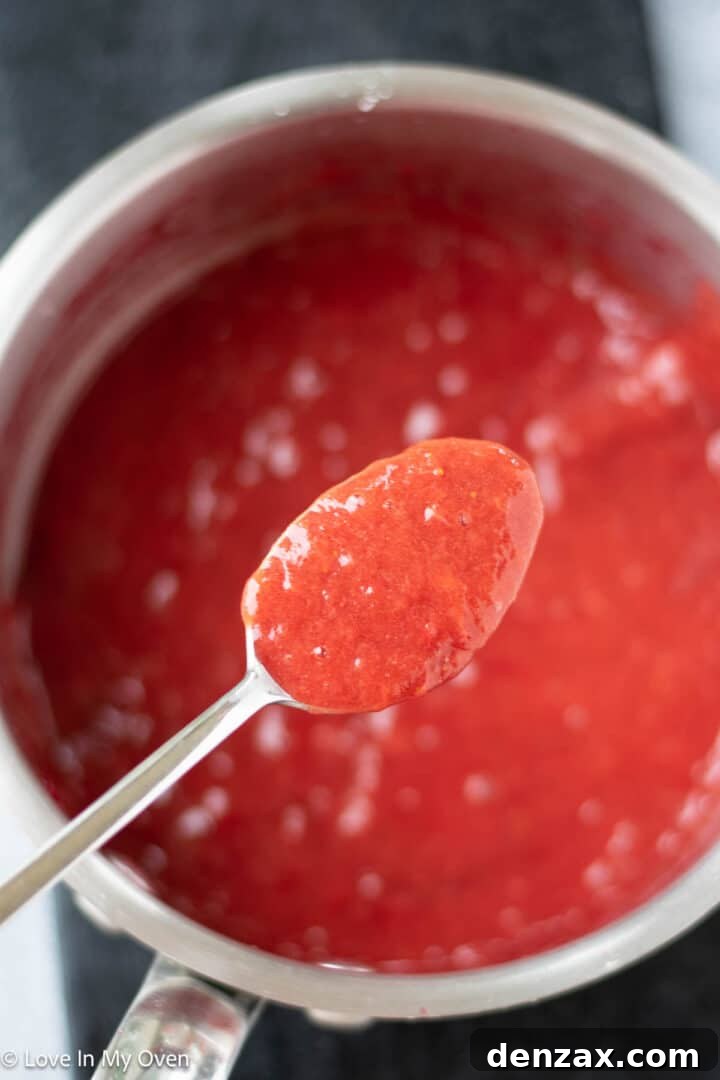Smooth strawberry rhubarb compote after blending
