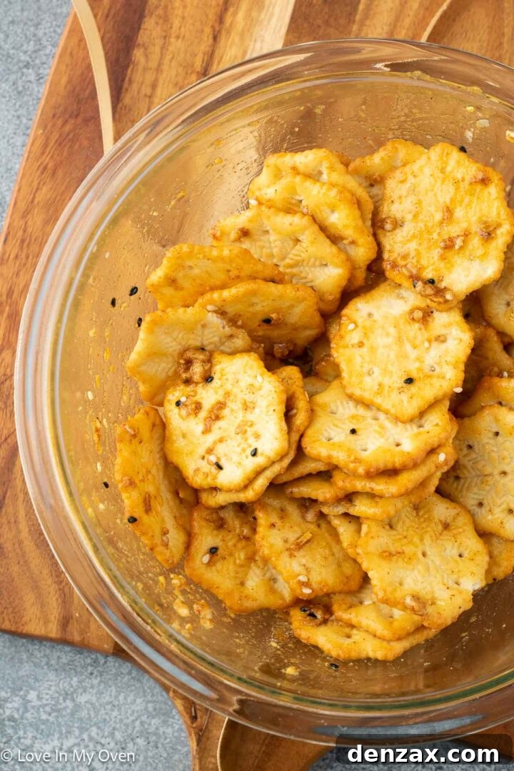 Close-up of baked Ritz crackers
