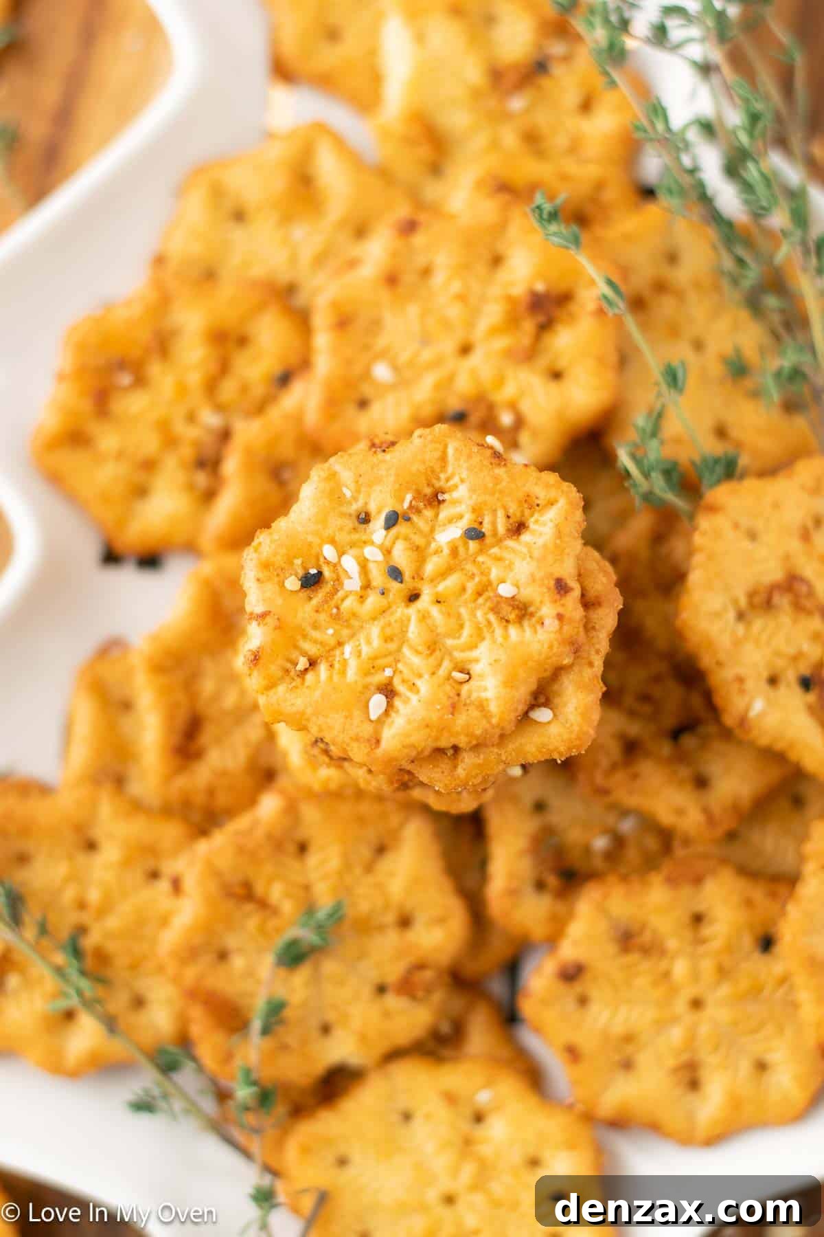 baked ritz crackers on a cheese board