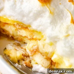 Side view of scooping out banana pudding dessert