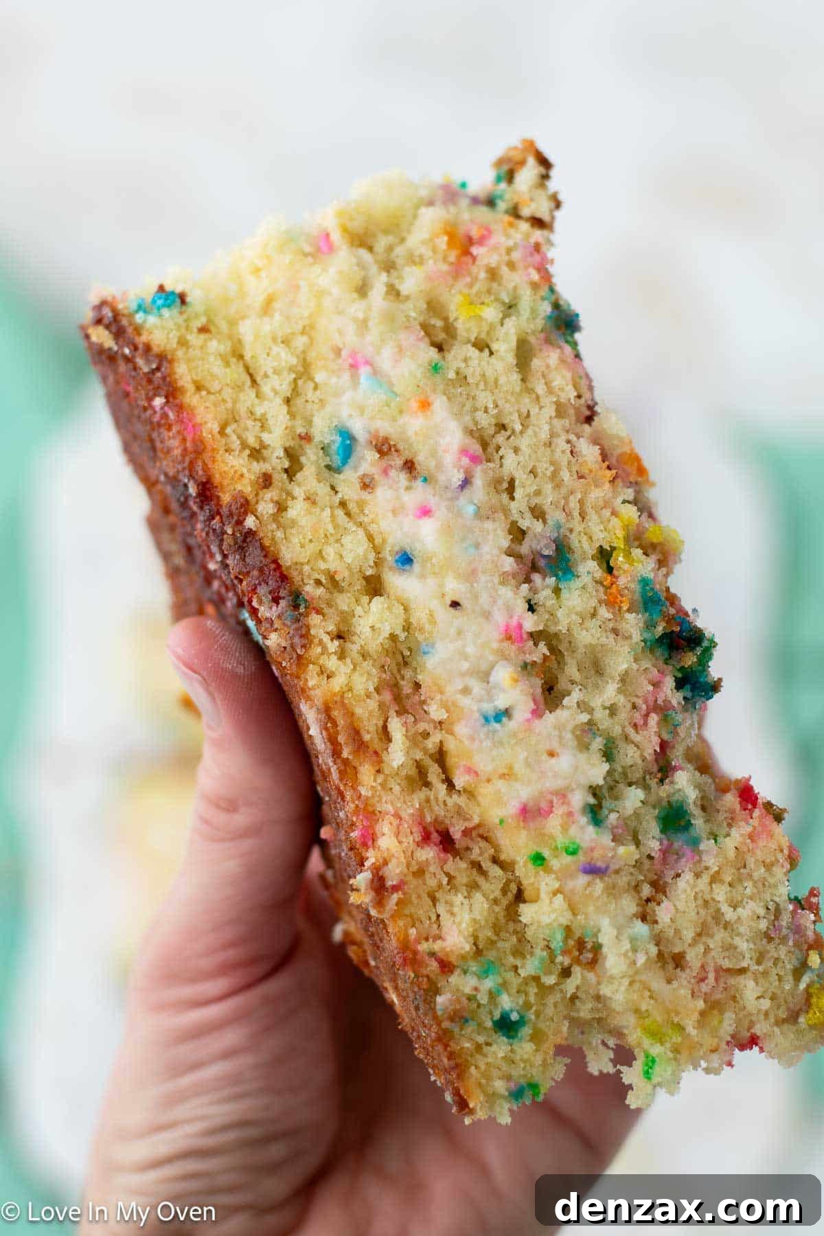 A stack of three birthday cake sandwiches with sprinkles