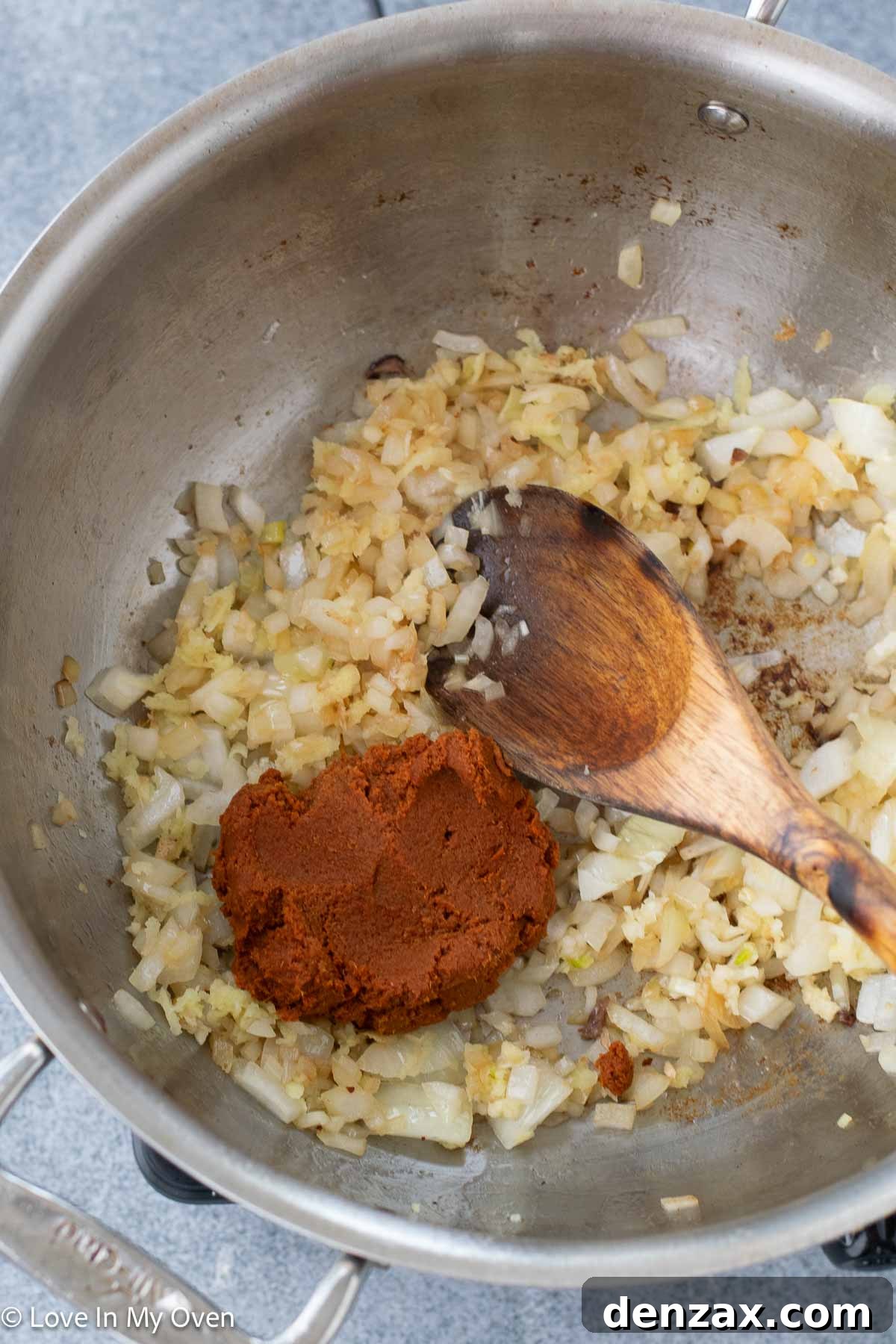 massaman curry paste added to aromatics