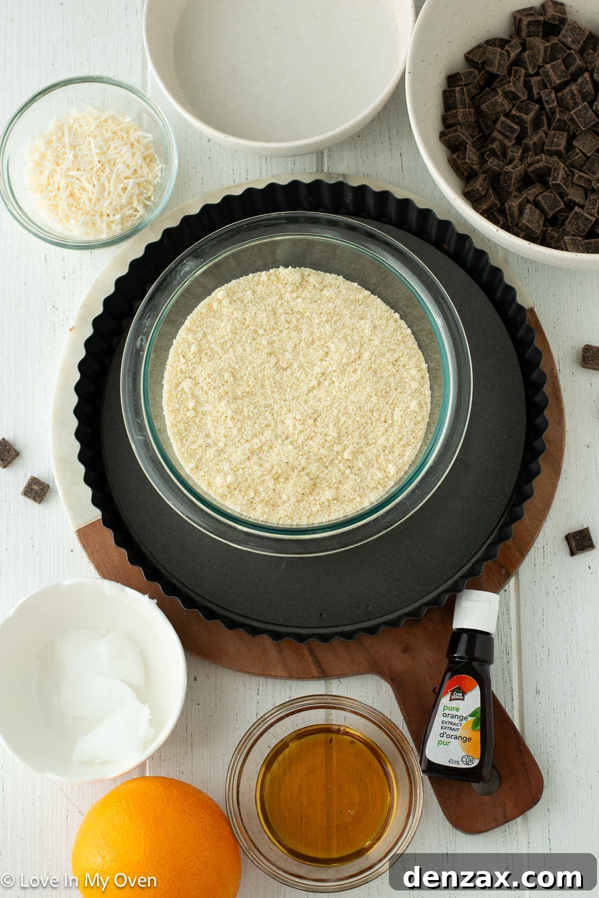 Ingredients for chocolate orange tart