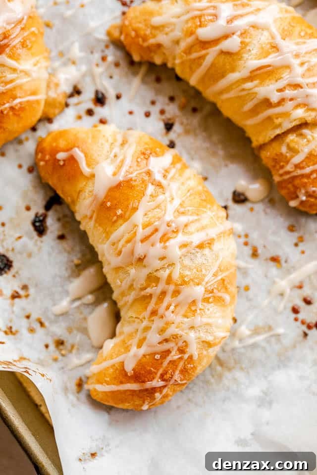 top shot of glazed pumpkin cheesecake crescent rolls