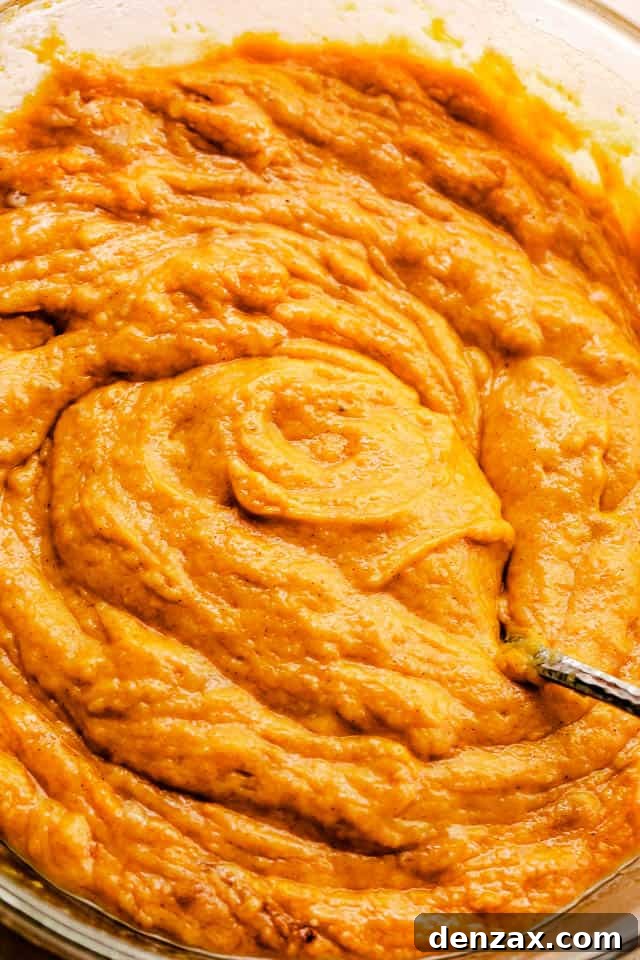 pumpkin puree in a mixing bowl