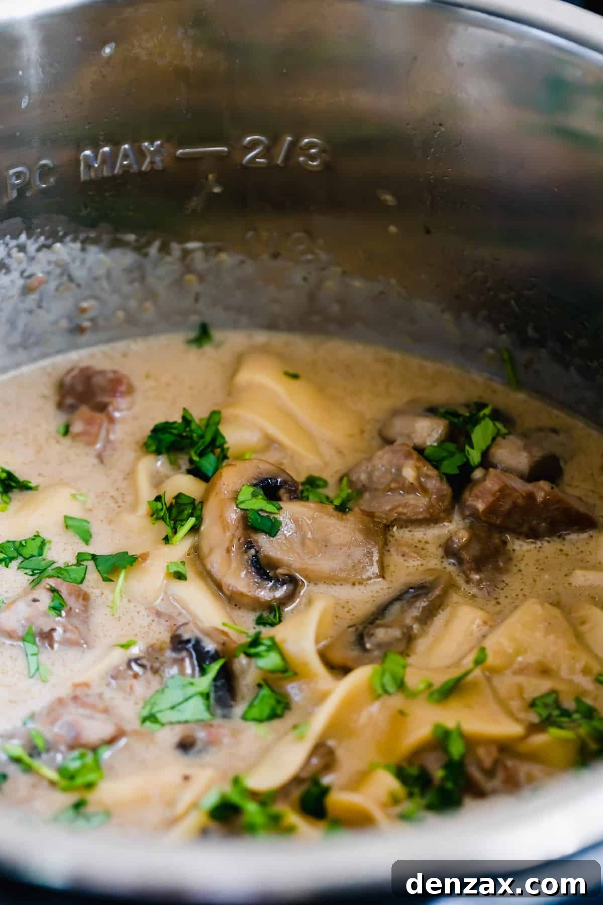 Creamy Beef Stroganoff Inside of a Pressure Cooker