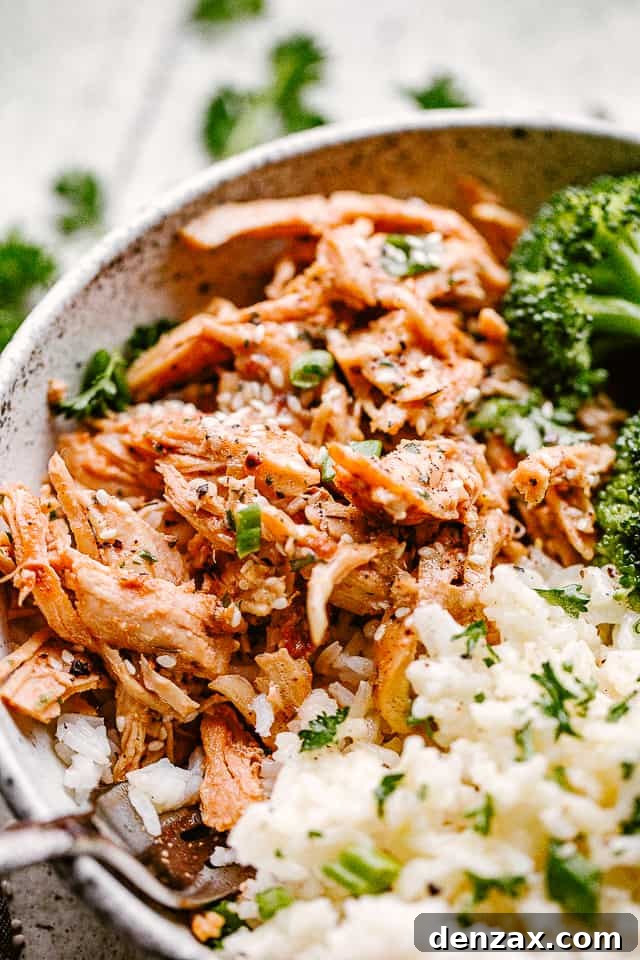 Close up of honey garlic chicken and rice in a bowl, showcasing the rich sauce and tender chicken.