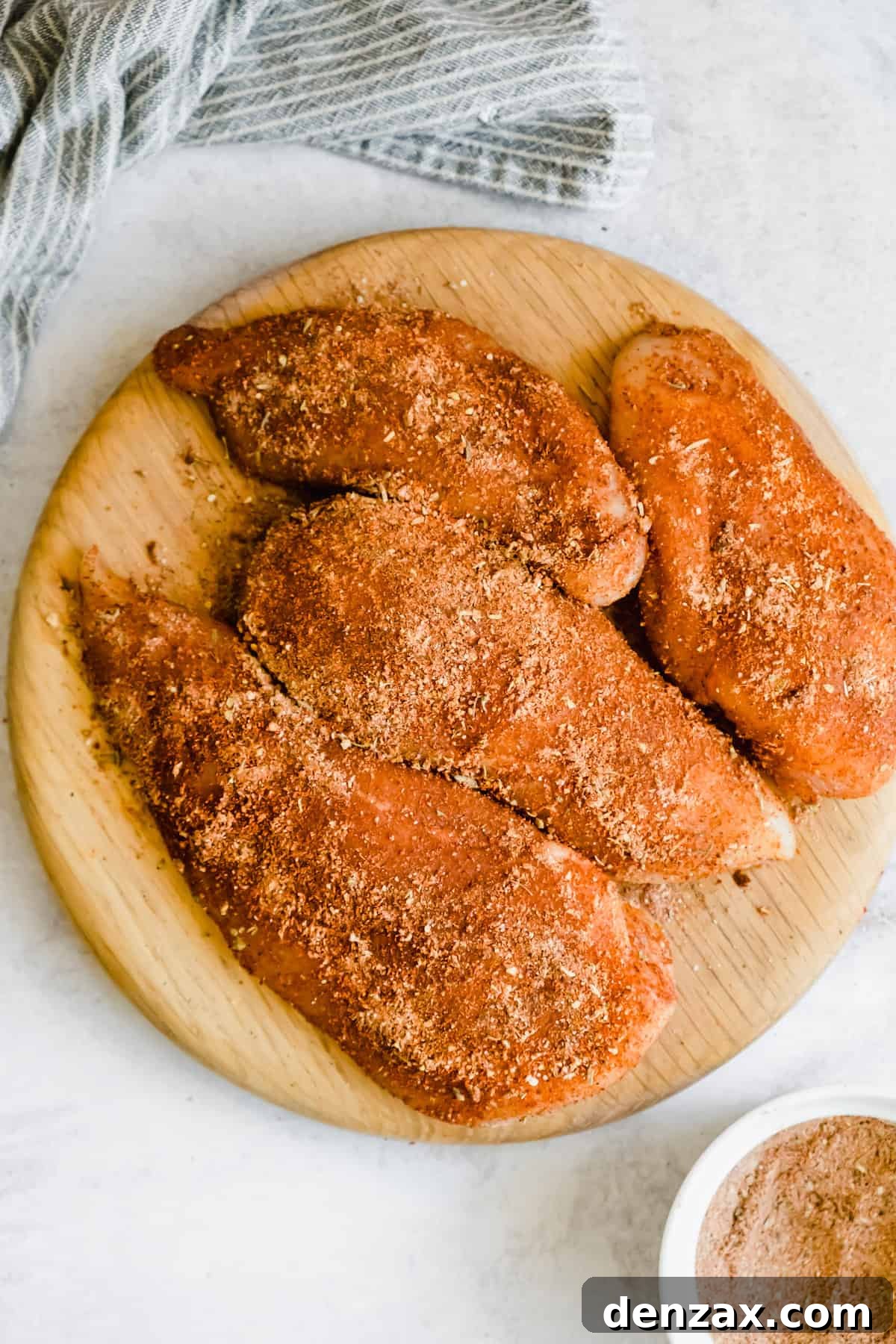 Four Chicken Breasts Covered in Creole Seasoning