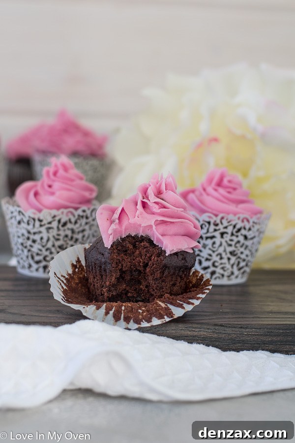 Velvet Double Chocolate Beetroot Cupcakes 8 chocolate beet cupcakes close up
