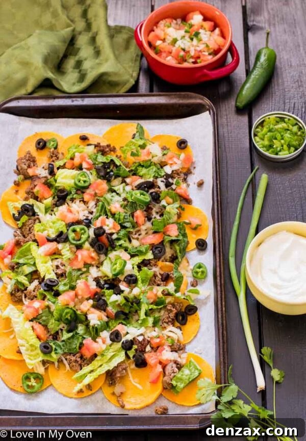 Healthy Butternut Squash Nachos on a baking sheet, ready to be served