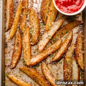Baking sheet with crispy potato wedges