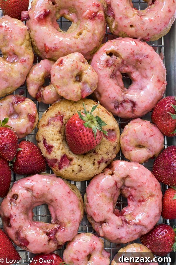 baked strawberry donuts with strawberry glaze
