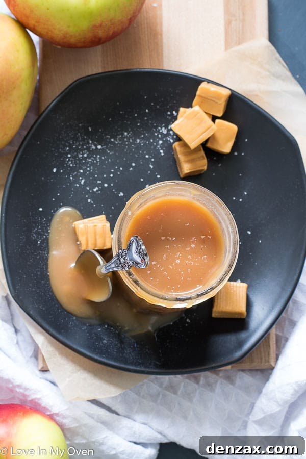 Best salted caramel sauce in a glass jar