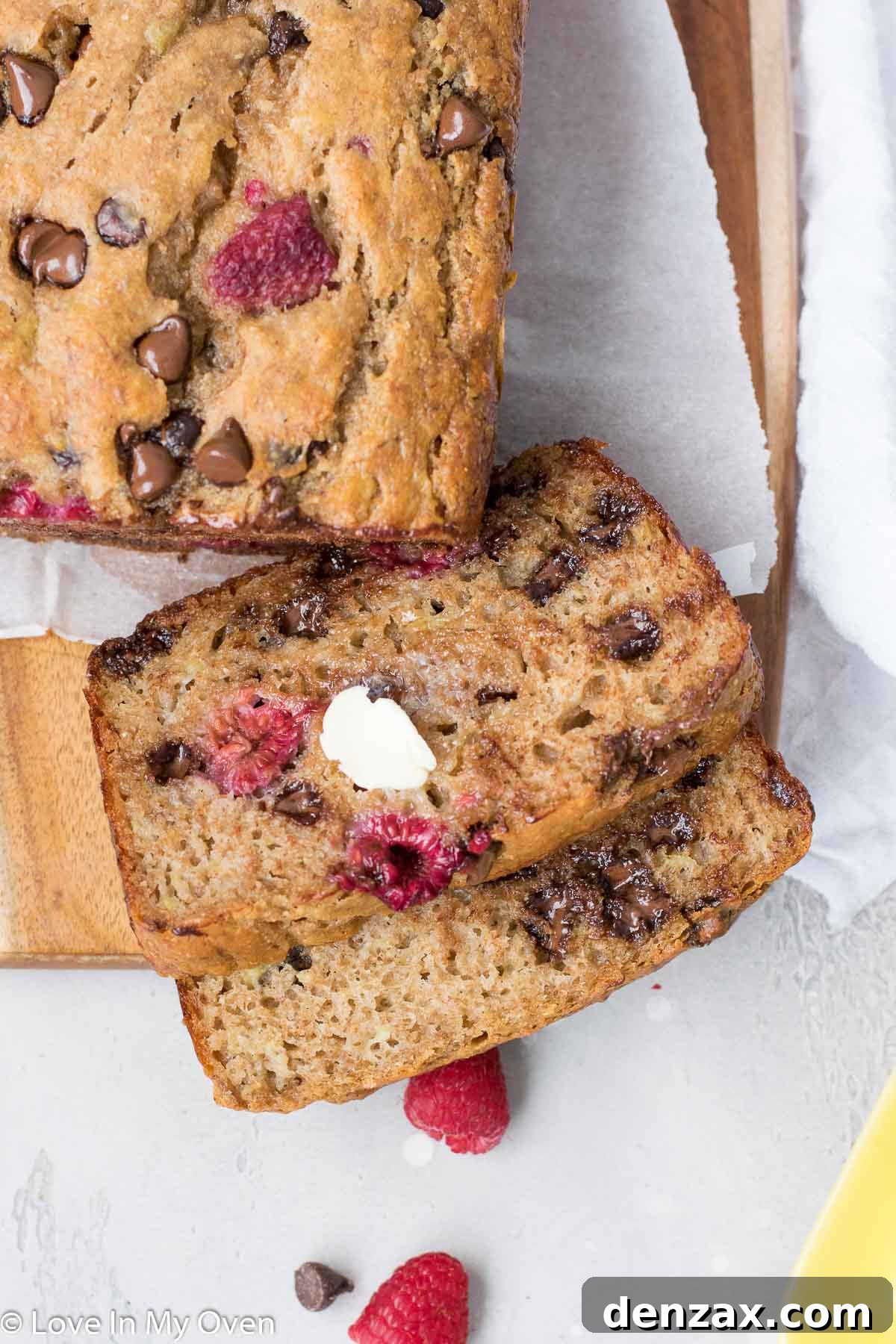 Delicious Homemade Raspberry Banana Bread Loaf