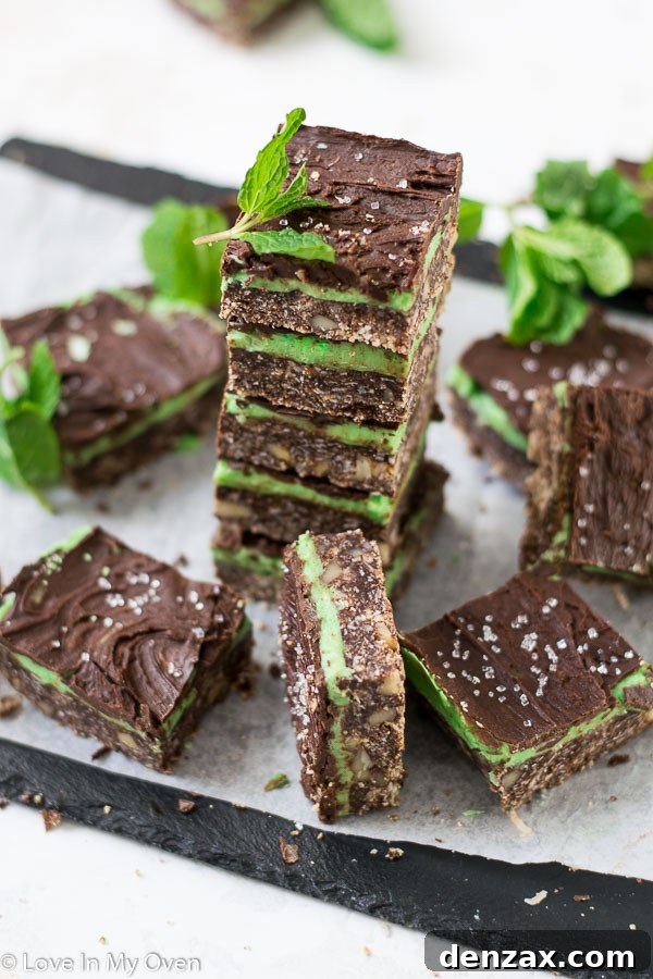 Platter of freshly made Mint Nanaimo Bars