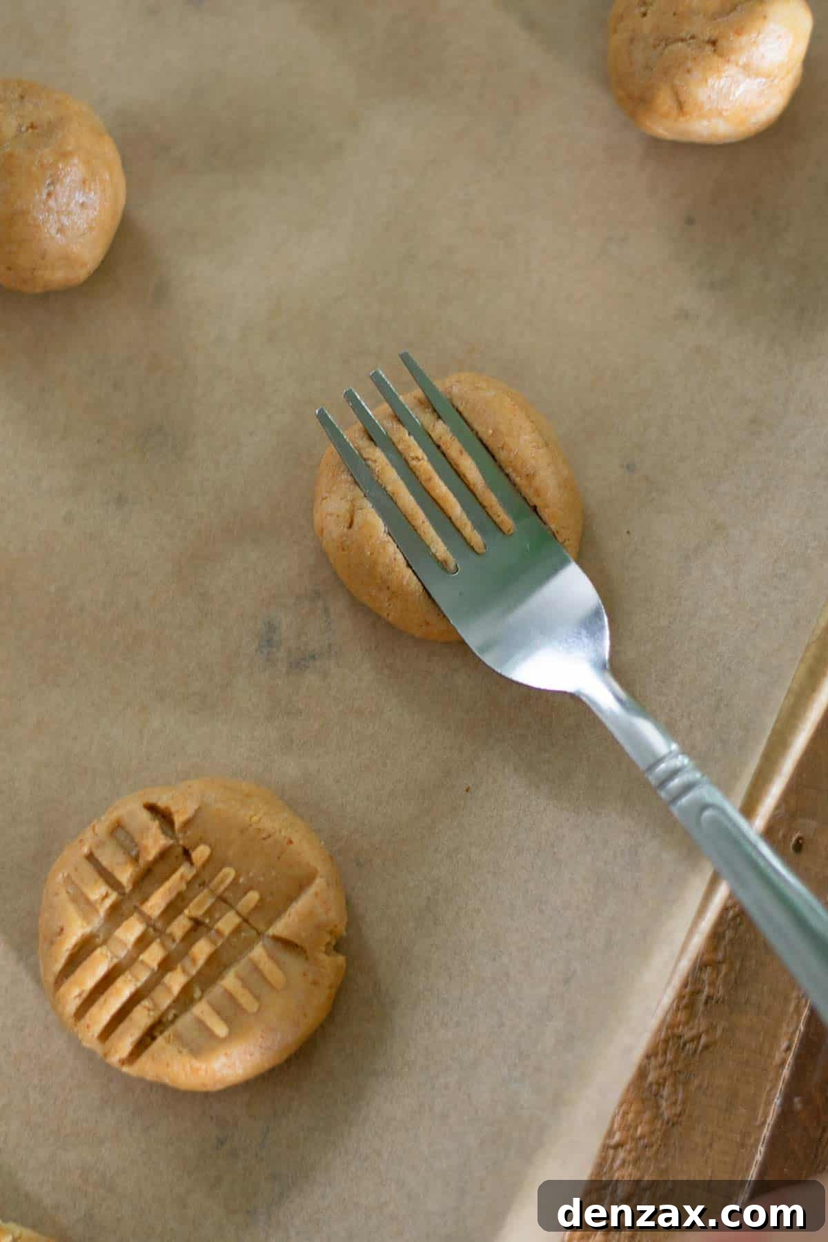 Forming the peanut butter cookie dough into balls